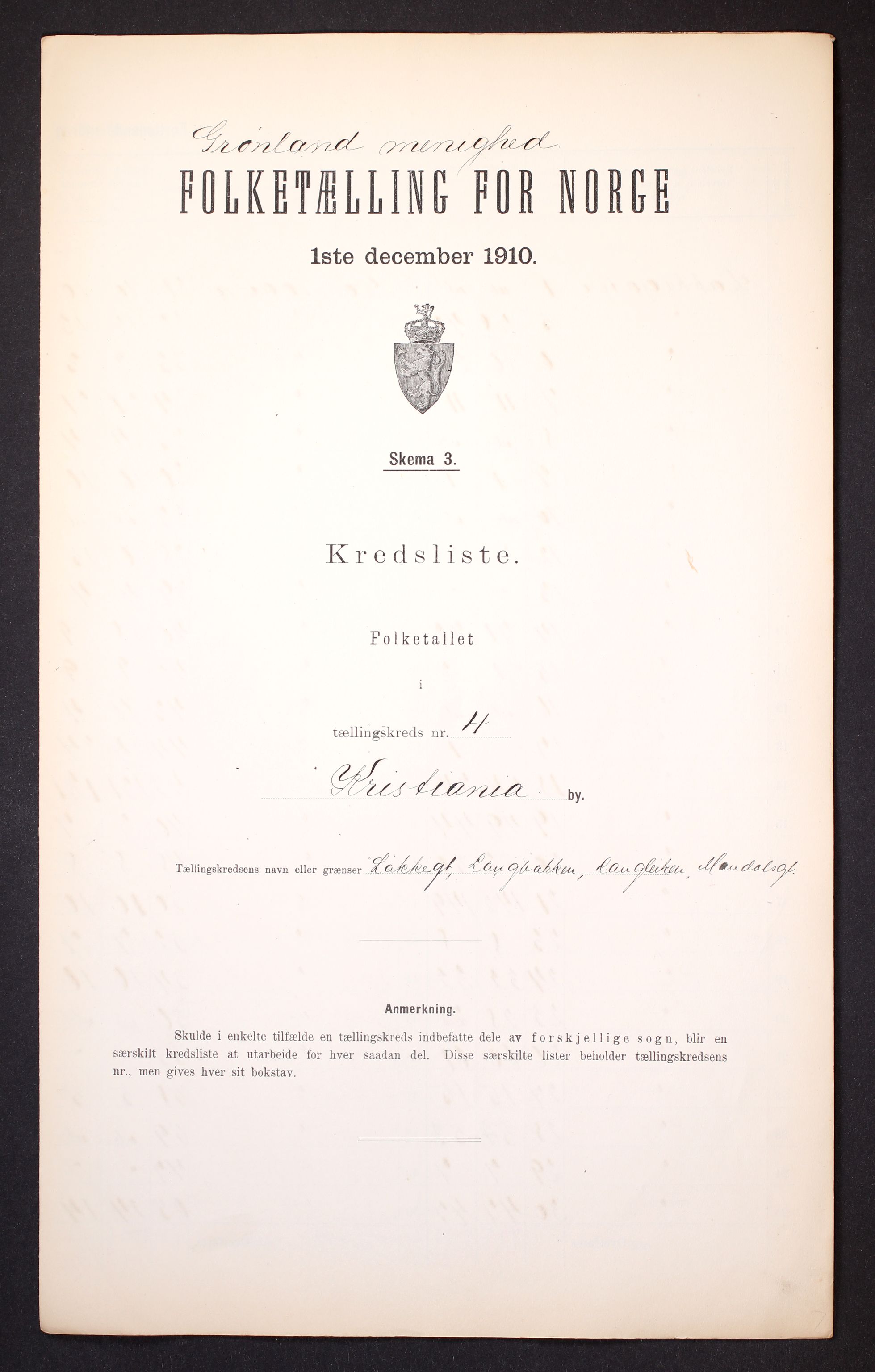 RA, Folketelling 1910 for 0301 Kristiania kjøpstad, 1910, s. 454