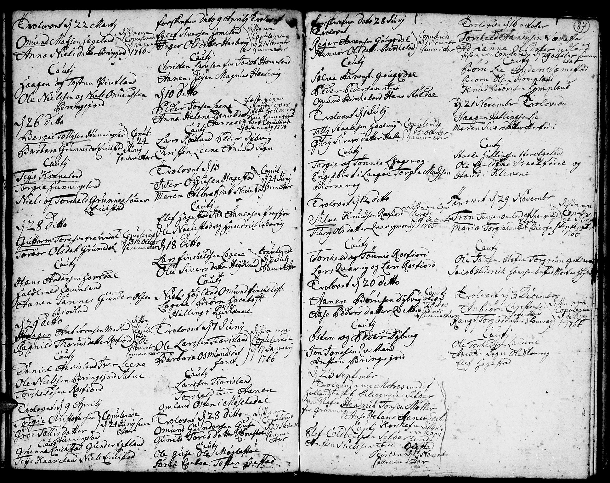 Lyngdal sokneprestkontor, AV/SAK-1111-0029/F/Fa/Fac/L0002: Ministerialbok nr. A 2, 1727-1815, s. 86-87