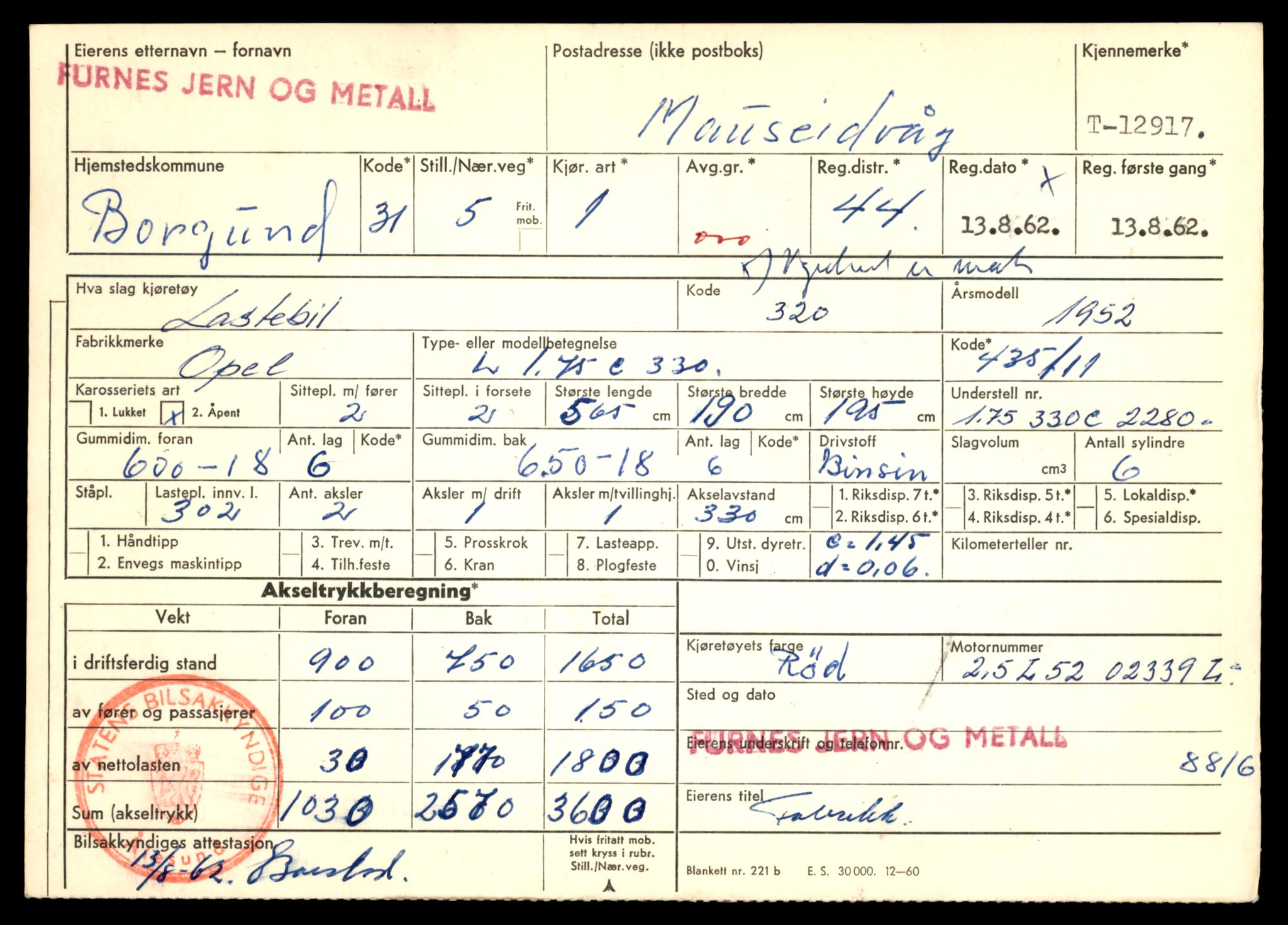 Møre og Romsdal vegkontor - Ålesund trafikkstasjon, AV/SAT-A-4099/F/Fe/L0036: Registreringskort for kjøretøy T 12831 - T 13030, 1927-1998, s. 1419