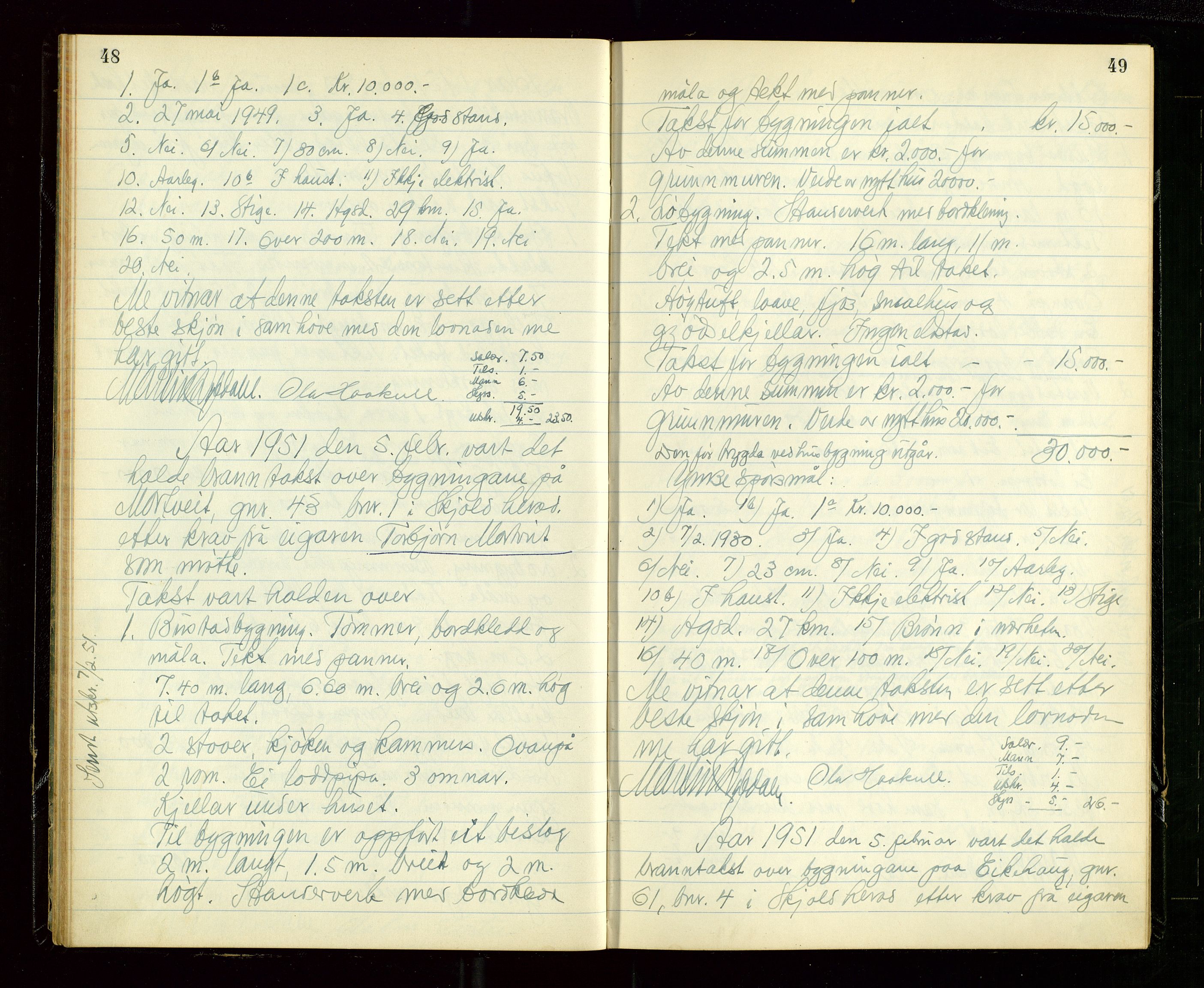 Skjold lensmannskontor, AV/SAST-A-100182/Goa/L0003: "Branntakstprotokoll for Skjold lensmannsdistrikt", 1949-1953, s. 48-49