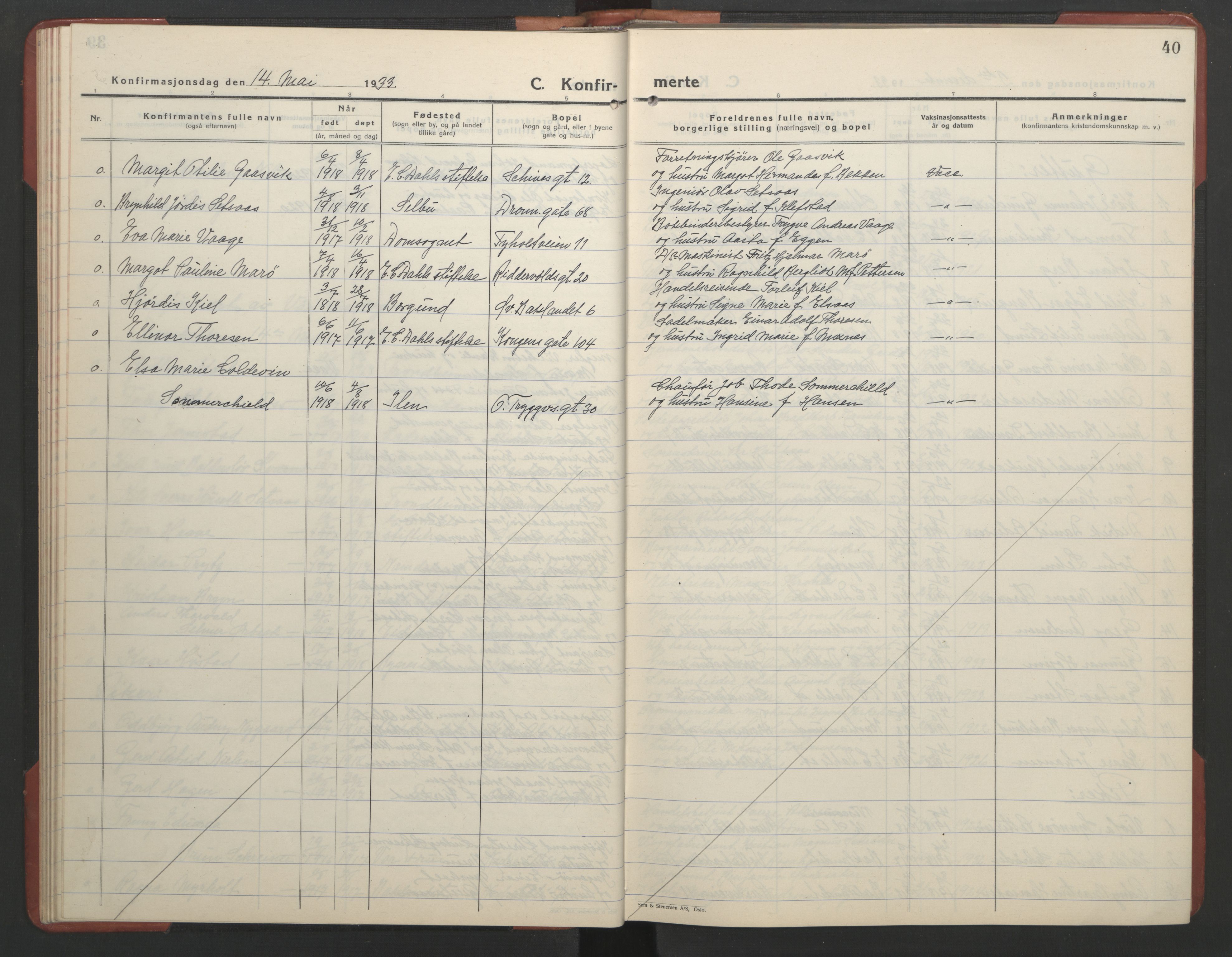 Ministerialprotokoller, klokkerbøker og fødselsregistre - Sør-Trøndelag, AV/SAT-A-1456/602/L0151: Klokkerbok nr. 602C19, 1925-1951, s. 40