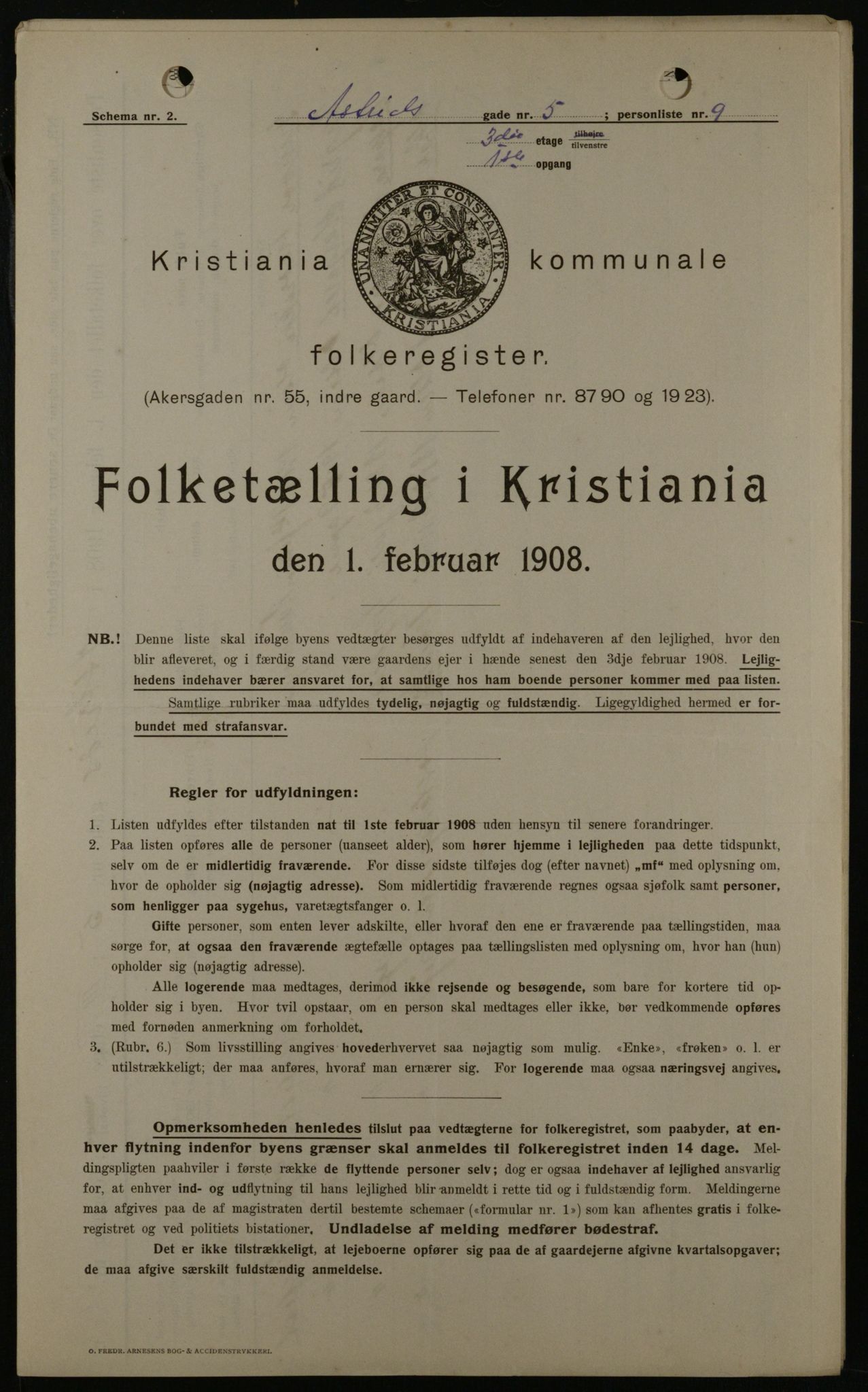OBA, Kommunal folketelling 1.2.1908 for Kristiania kjøpstad, 1908, s. 15899
