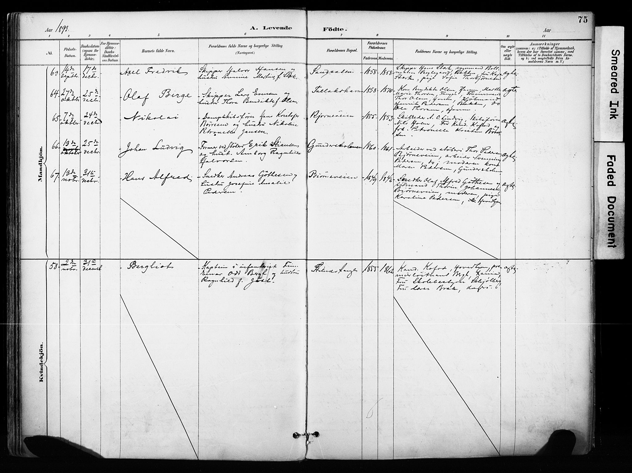 Kragerø kirkebøker, AV/SAKO-A-278/F/Fa/L0013: Ministerialbok nr. 13, 1887-1915, s. 75
