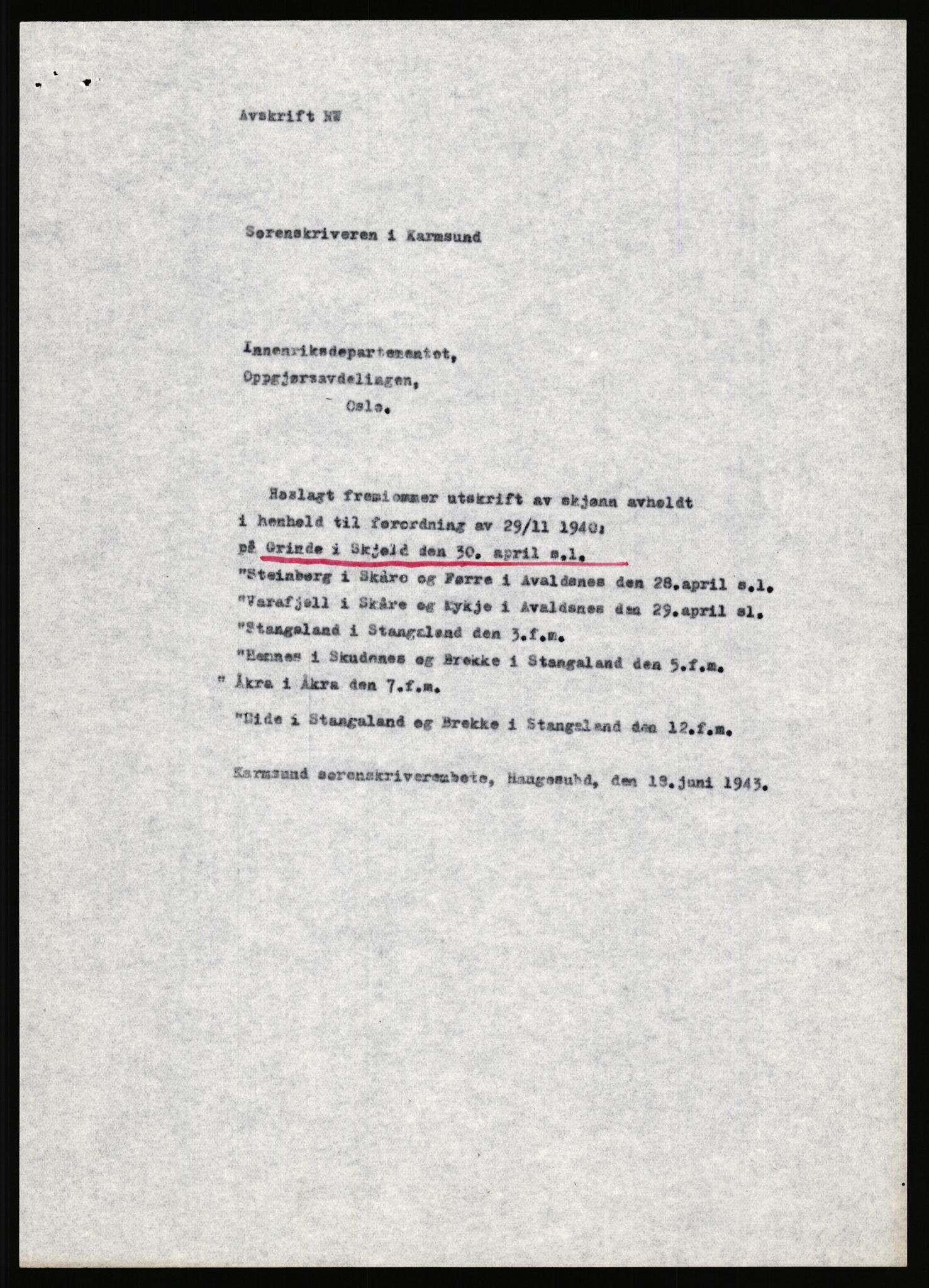 Forsvarsdepartementet, 10. kontor / Oppgjørskontoret, AV/RA-RAFA-1225/D/Dd/L0351: Rogaland, 1941-1958, s. 93