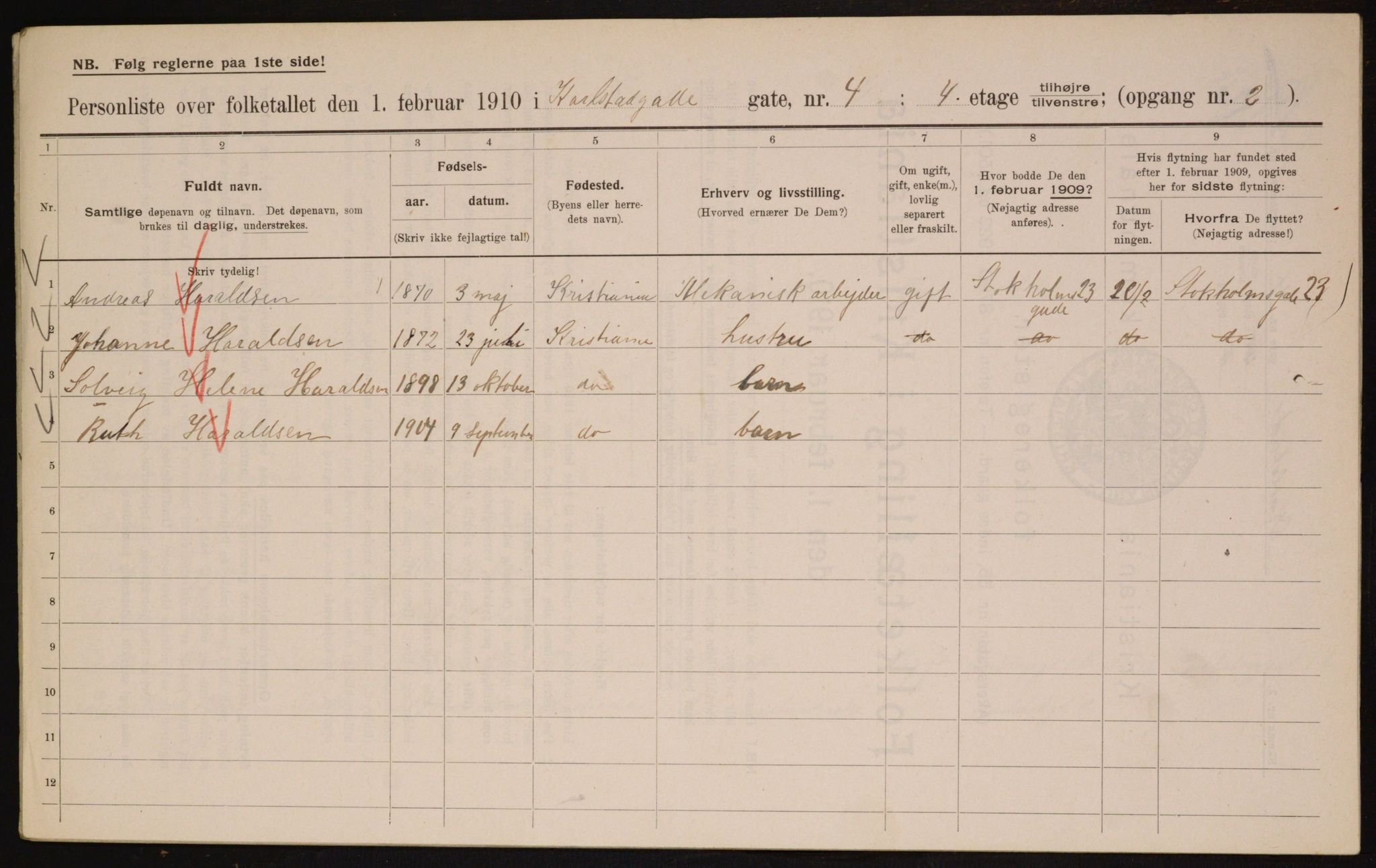 OBA, Kommunal folketelling 1.2.1910 for Kristiania, 1910, s. 47535