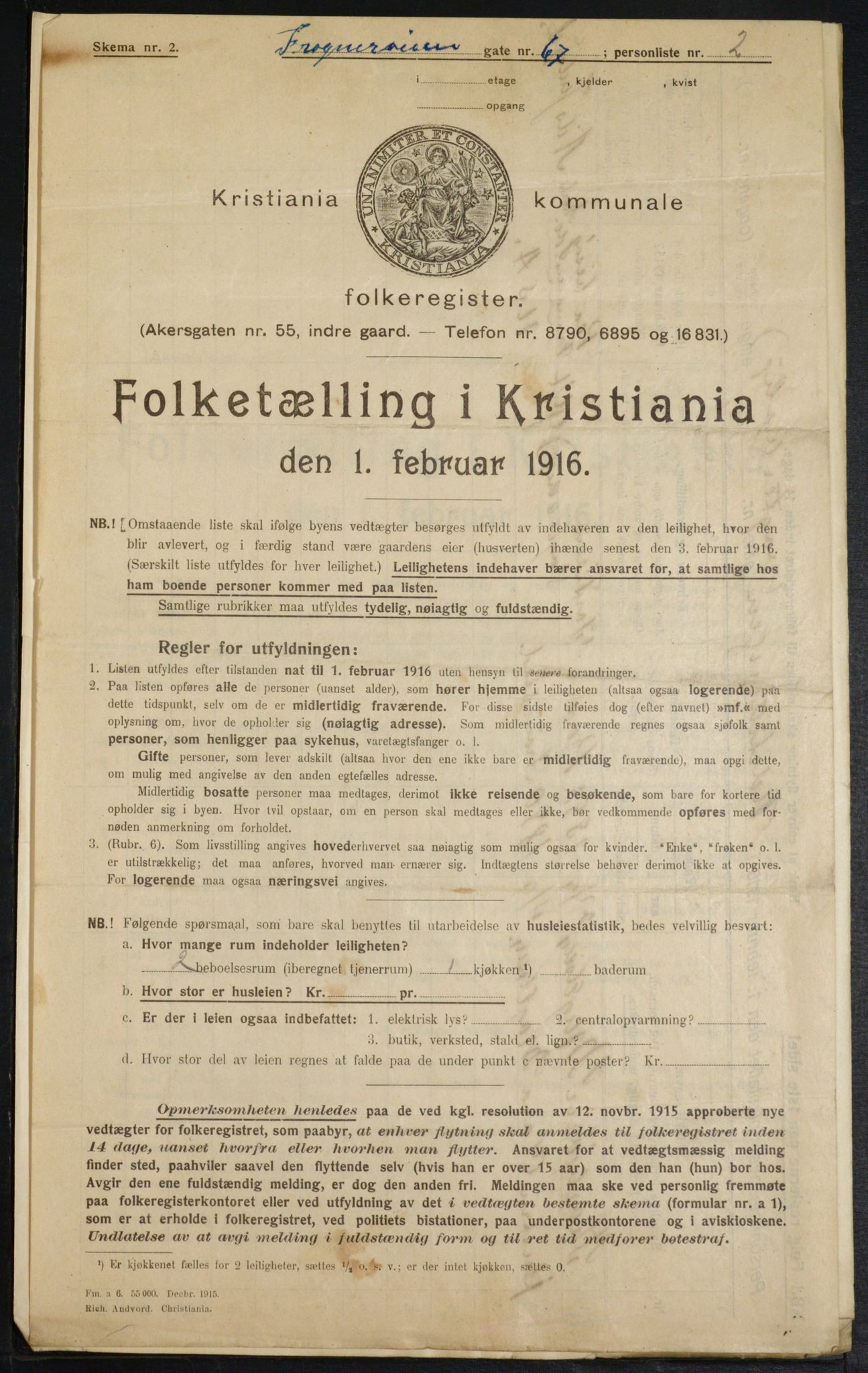 OBA, Kommunal folketelling 1.2.1916 for Kristiania, 1916, s. 28524