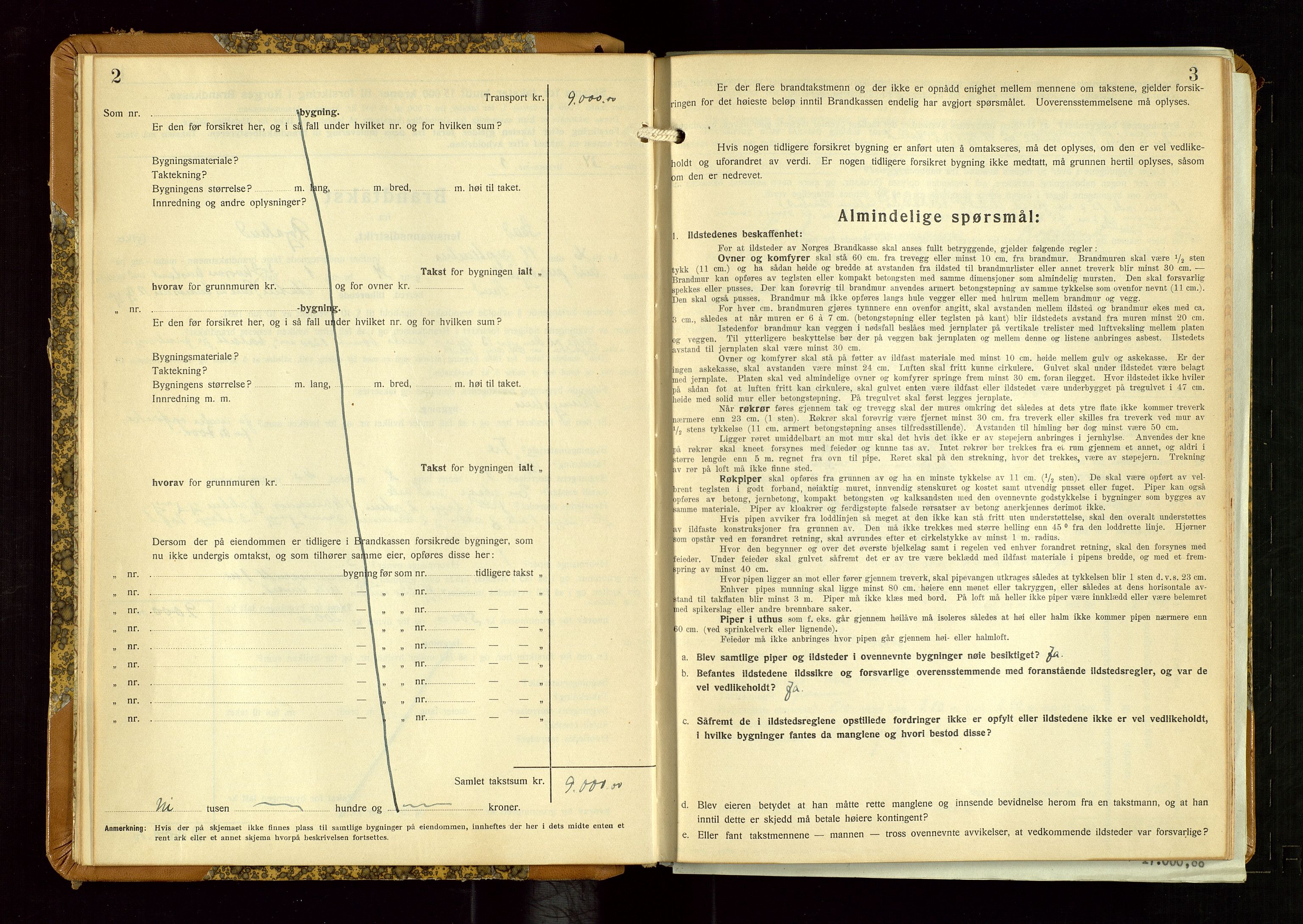 Sand lensmannskontor, AV/SAST-A-100415/Goc/L0002: "Brandtaxationsprotokol", 1936-1952, s. 2-3