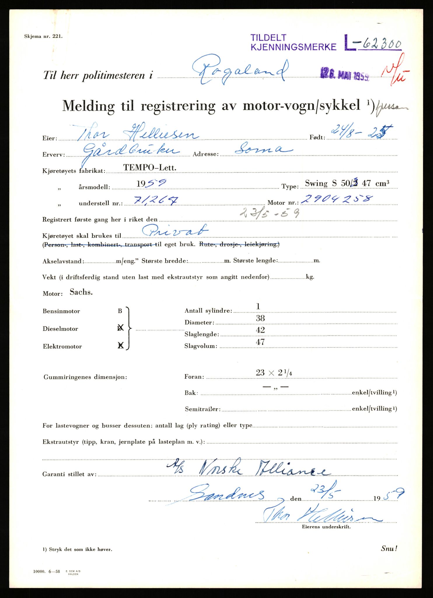 Stavanger trafikkstasjon, SAST/A-101942/0/F/L0062: L-62000 - L-62699, 1930-1971, s. 1031