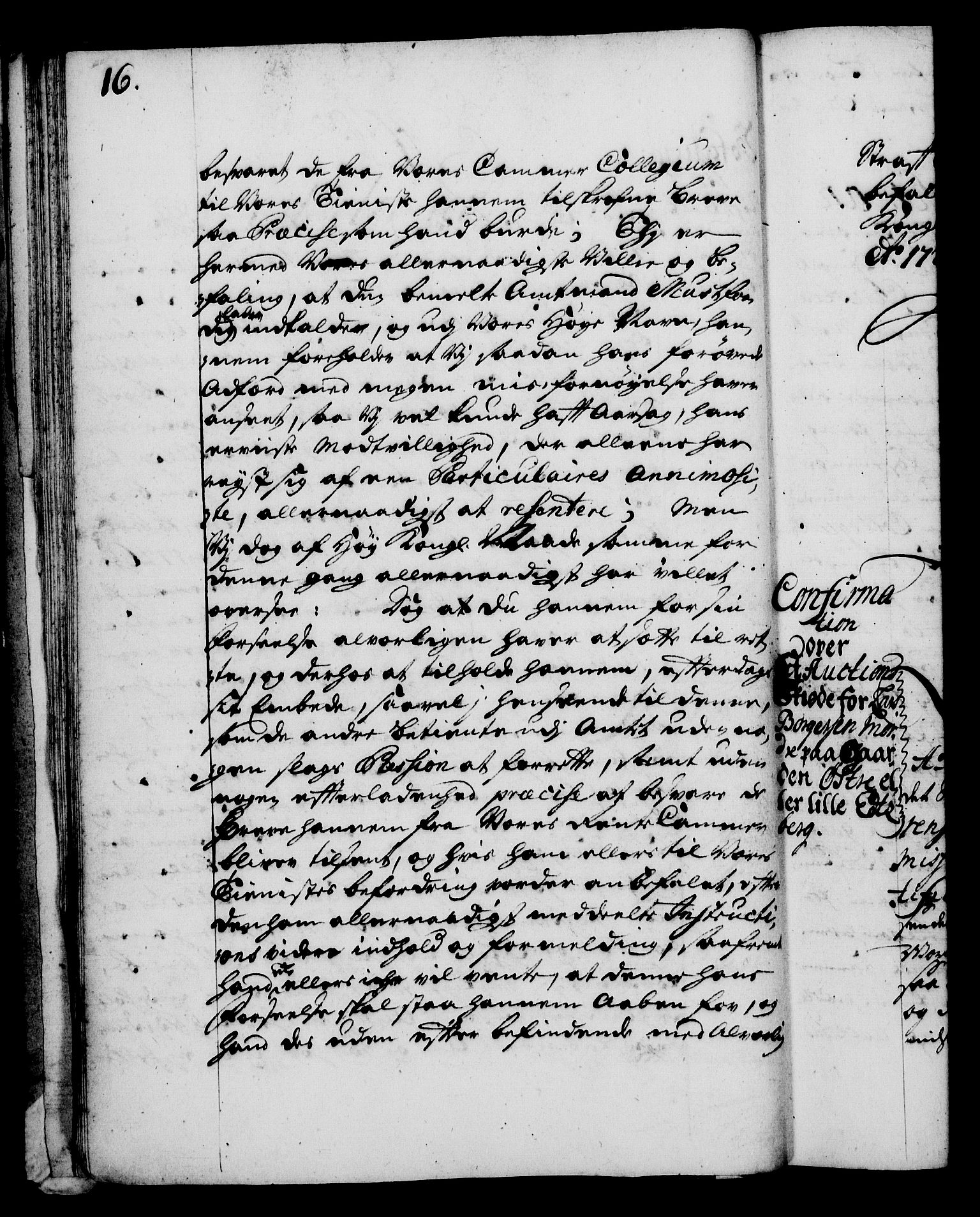 Rentekammeret, Kammerkanselliet, RA/EA-3111/G/Gg/Gga/L0003: Norsk ekspedisjonsprotokoll med register (merket RK 53.3), 1727-1734, s. 16