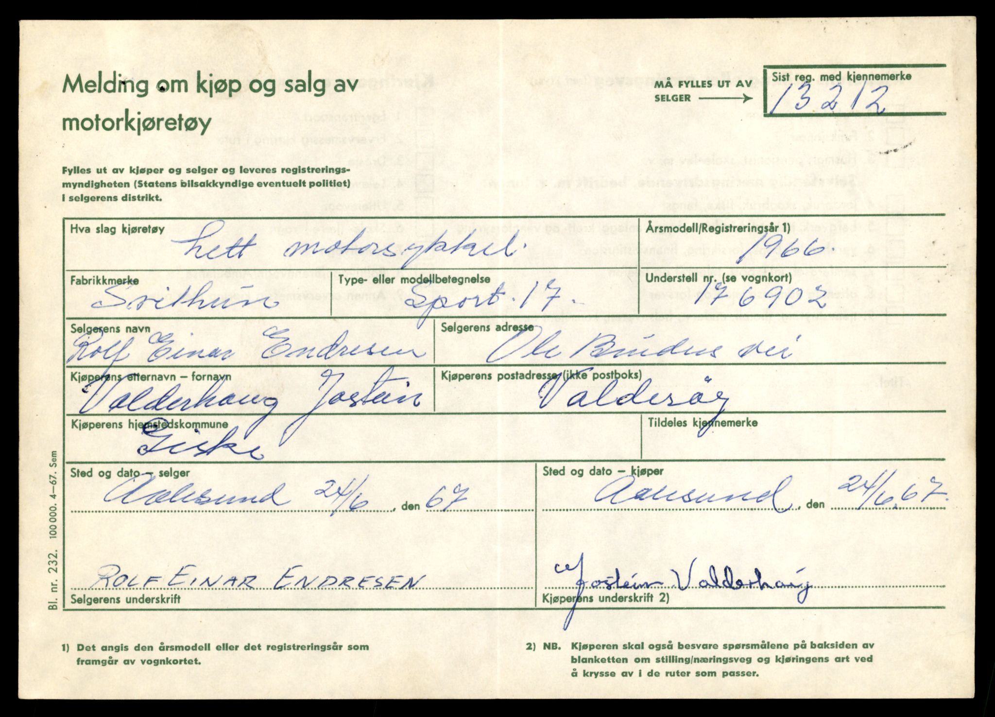 Møre og Romsdal vegkontor - Ålesund trafikkstasjon, AV/SAT-A-4099/F/Fe/L0038: Registreringskort for kjøretøy T 13180 - T 13360, 1927-1998, s. 535