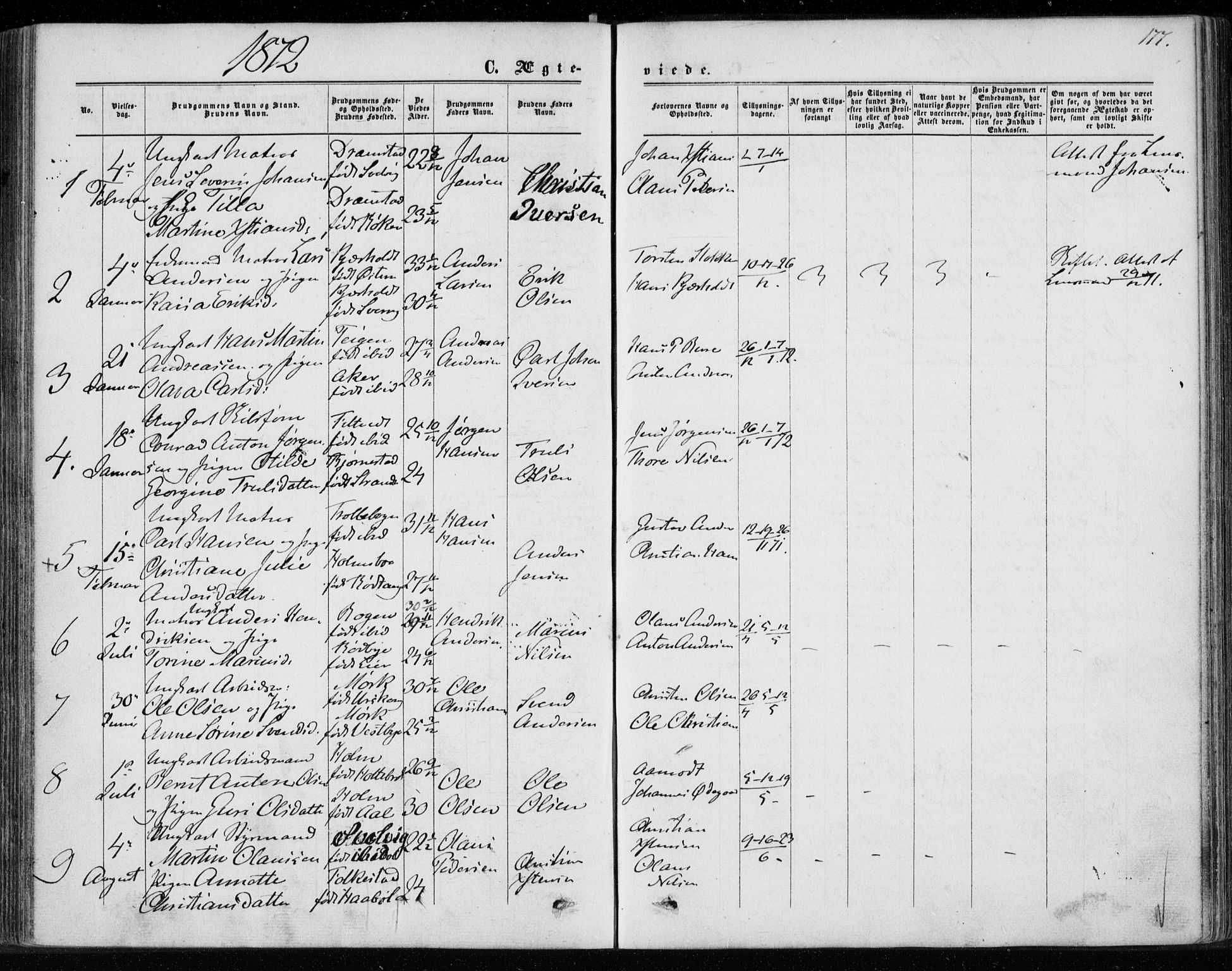 Hurum kirkebøker, AV/SAKO-A-229/F/Fa/L0012: Ministerialbok nr. 12, 1861-1875, s. 177
