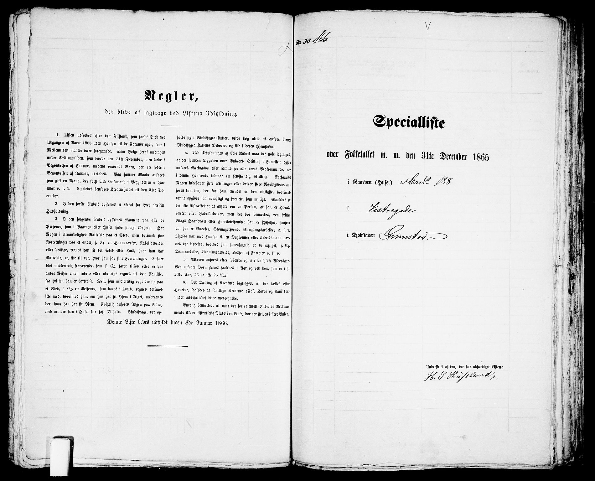 RA, Folketelling 1865 for 0904B Fjære prestegjeld, Grimstad kjøpstad, 1865, s. 338