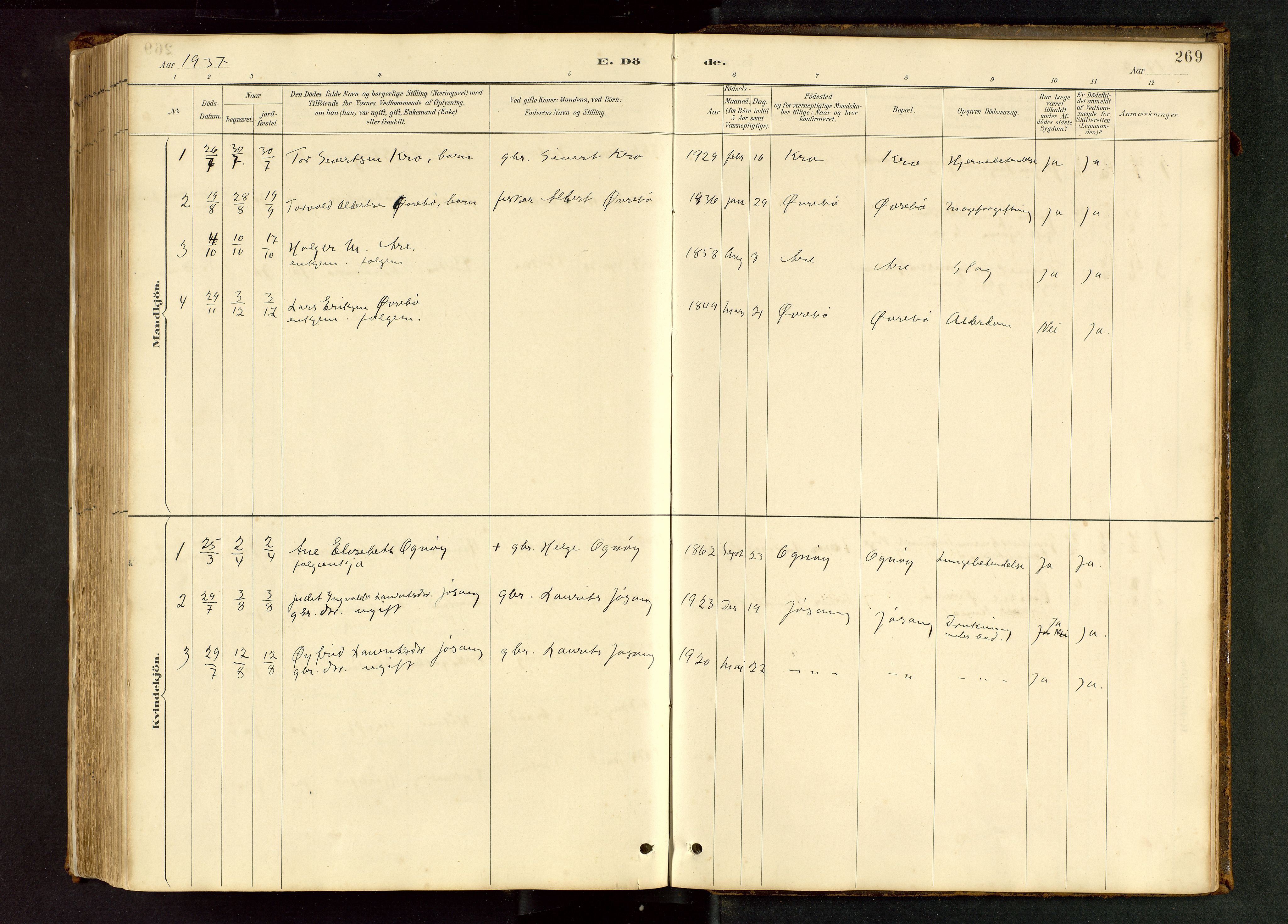 Tysvær sokneprestkontor, SAST/A -101864/H/Ha/Hab/L0005: Klokkerbok nr. B 5, 1887-1947, s. 269