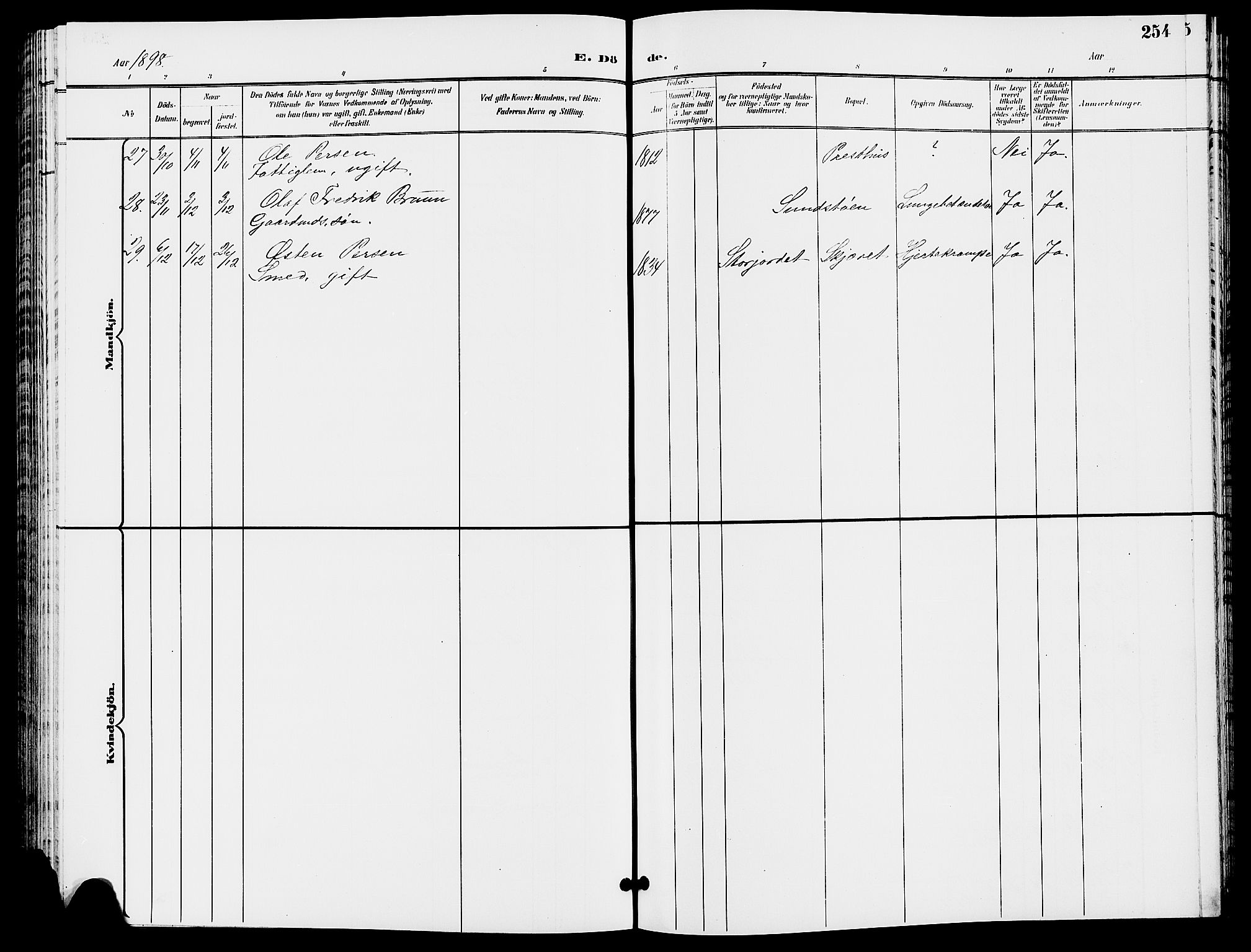 Trysil prestekontor, AV/SAH-PREST-046/H/Ha/Hab/L0006: Klokkerbok nr. 6, 1896-1912, s. 254