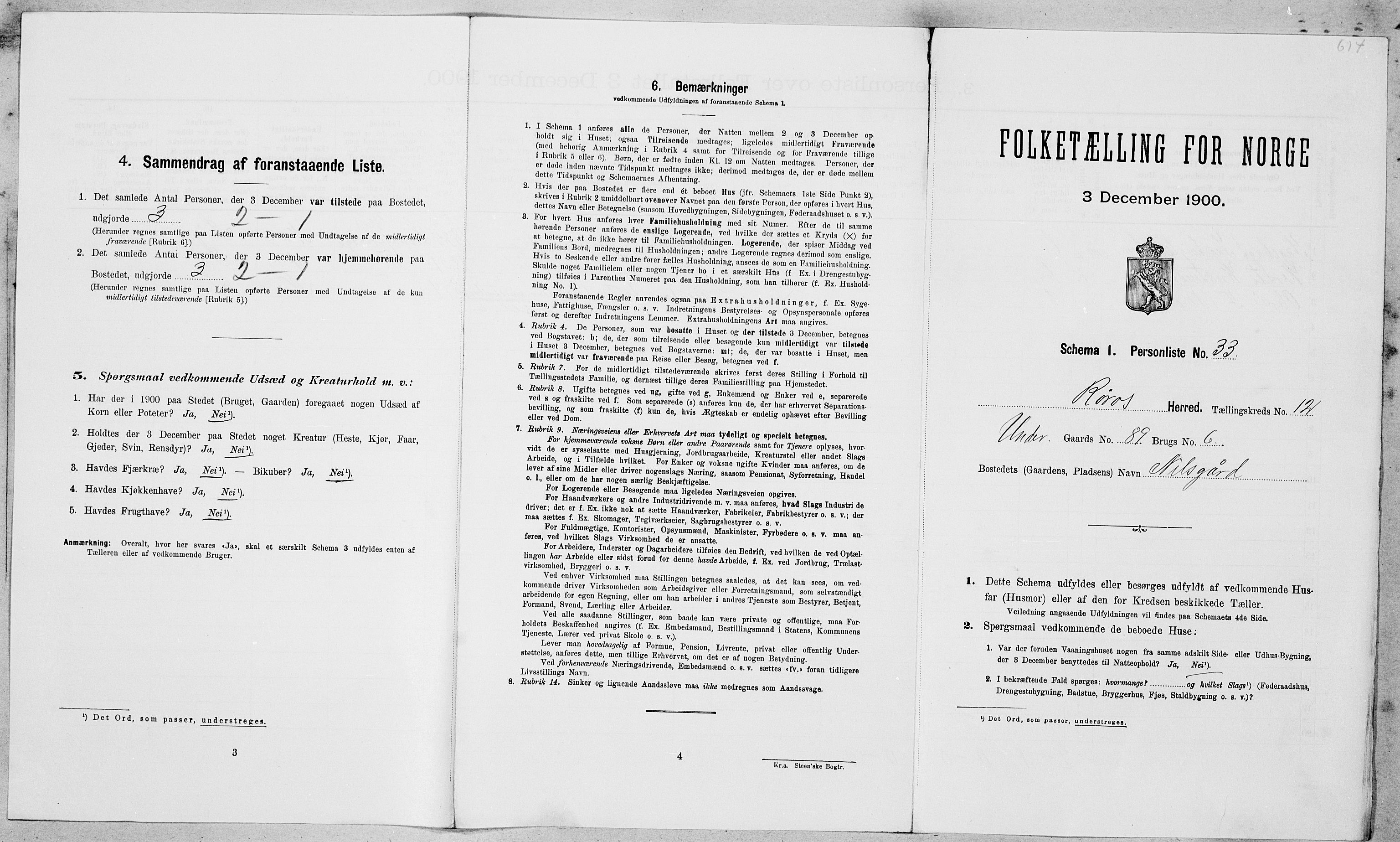 SAT, Folketelling 1900 for 1640 Røros herred, 1900, s. 1354