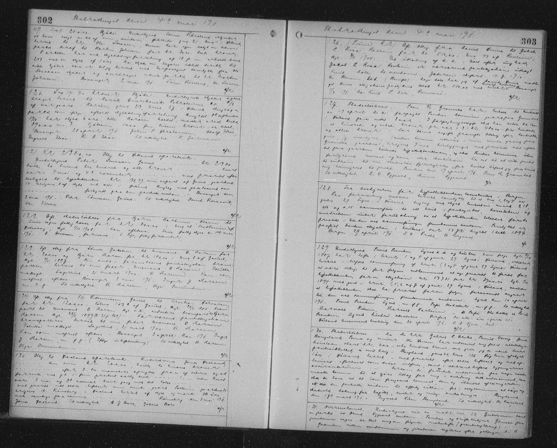 Jæren sorenskriveri, AV/SAST-A-100310/01/4/41/41BF/L0023: Pantebok nr. 27a, 1910-1911, s. 302-303