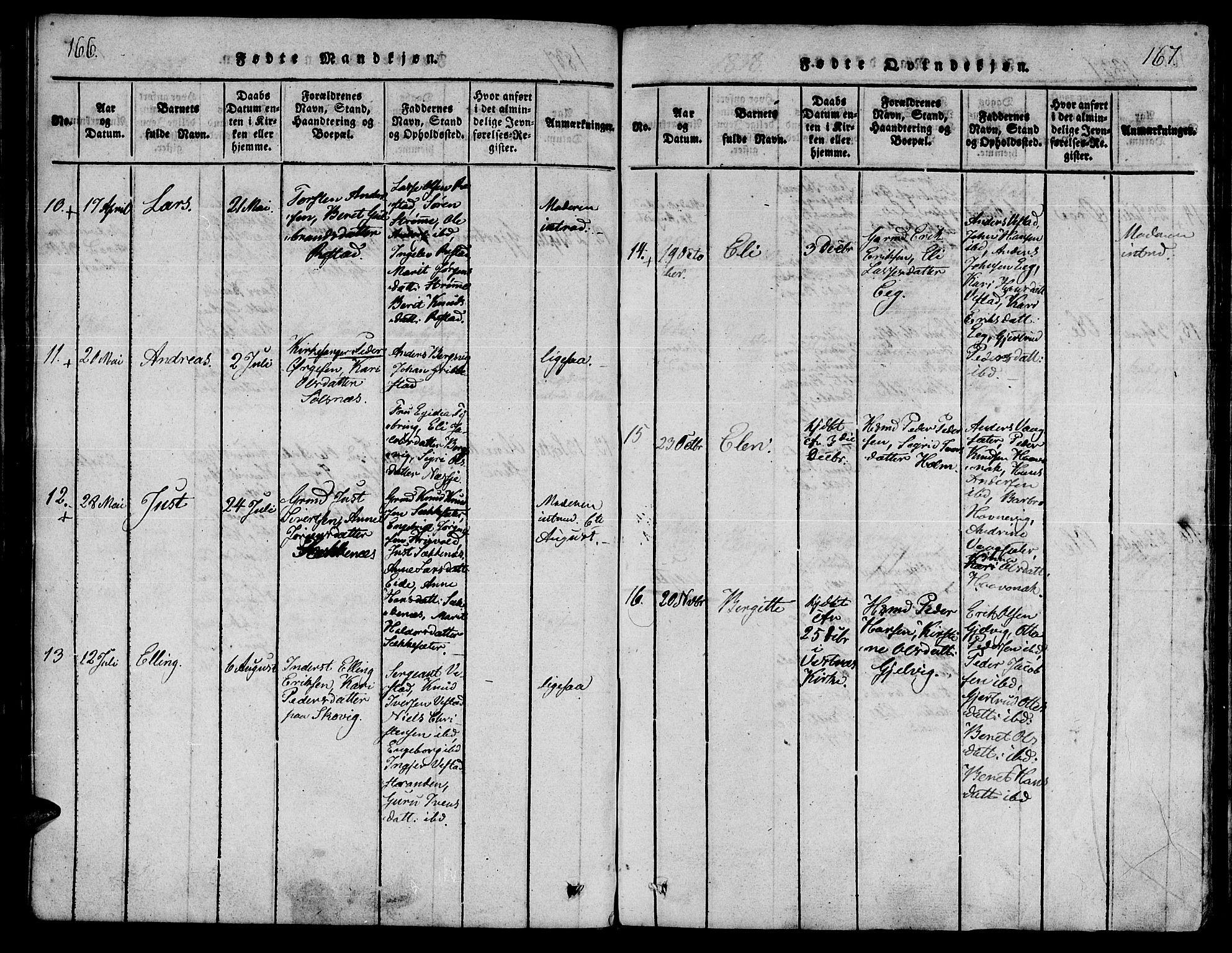 Ministerialprotokoller, klokkerbøker og fødselsregistre - Møre og Romsdal, AV/SAT-A-1454/547/L0602: Ministerialbok nr. 547A04, 1818-1845, s. 166-167