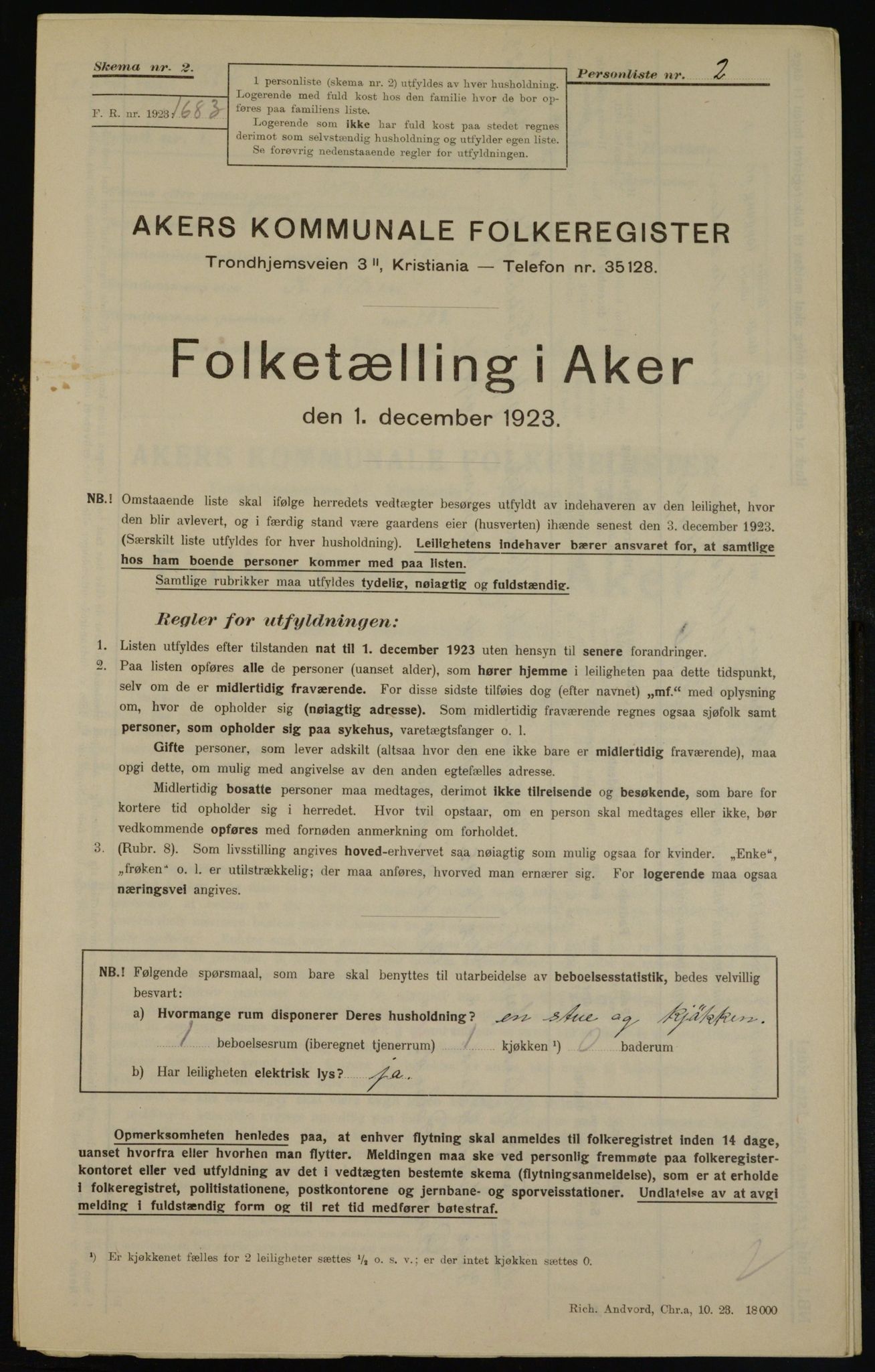 , Kommunal folketelling 1.12.1923 for Aker, 1923, s. 46210