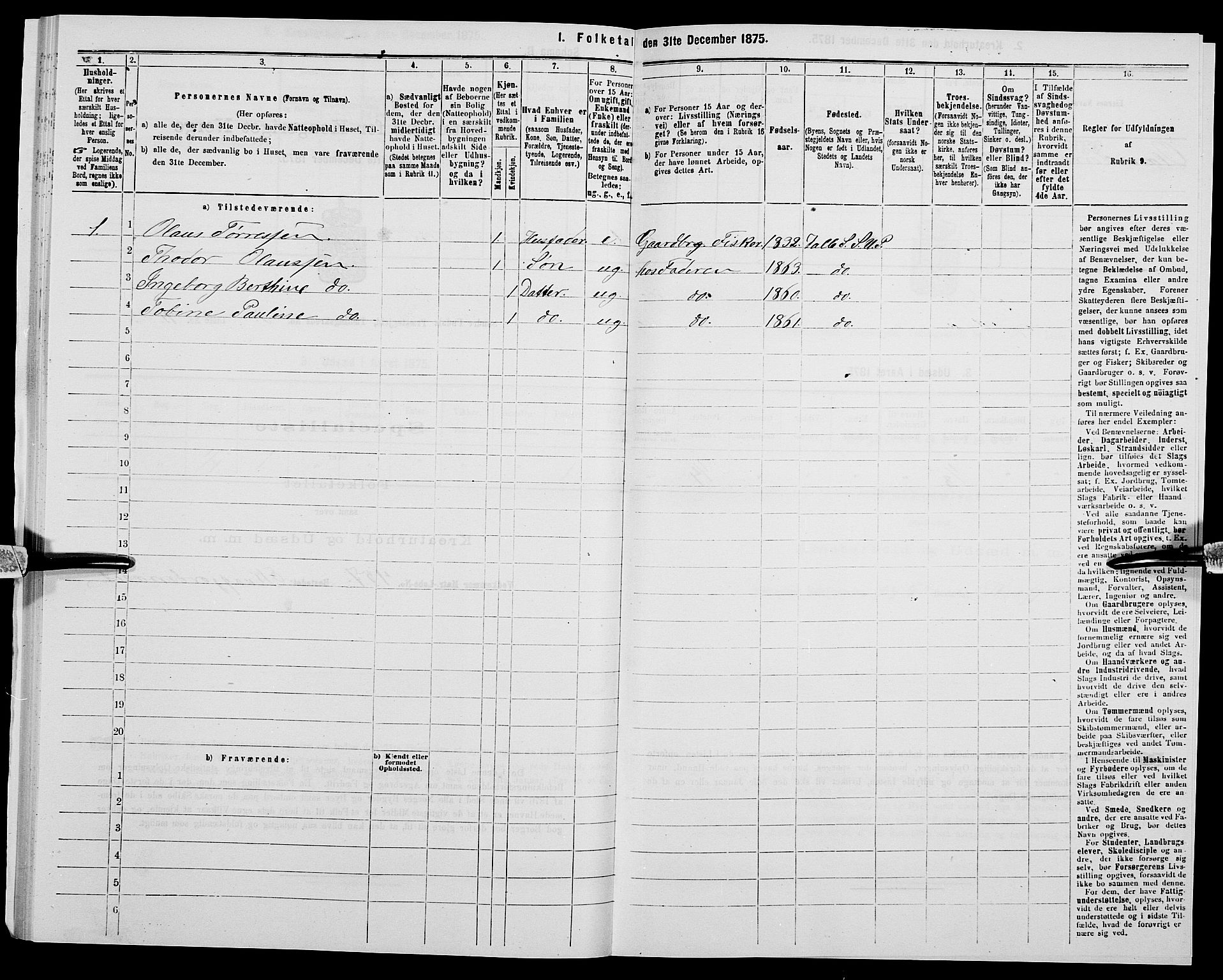 SAK, Folketelling 1875 for 1029P Sør-Audnedal prestegjeld, 1875, s. 696