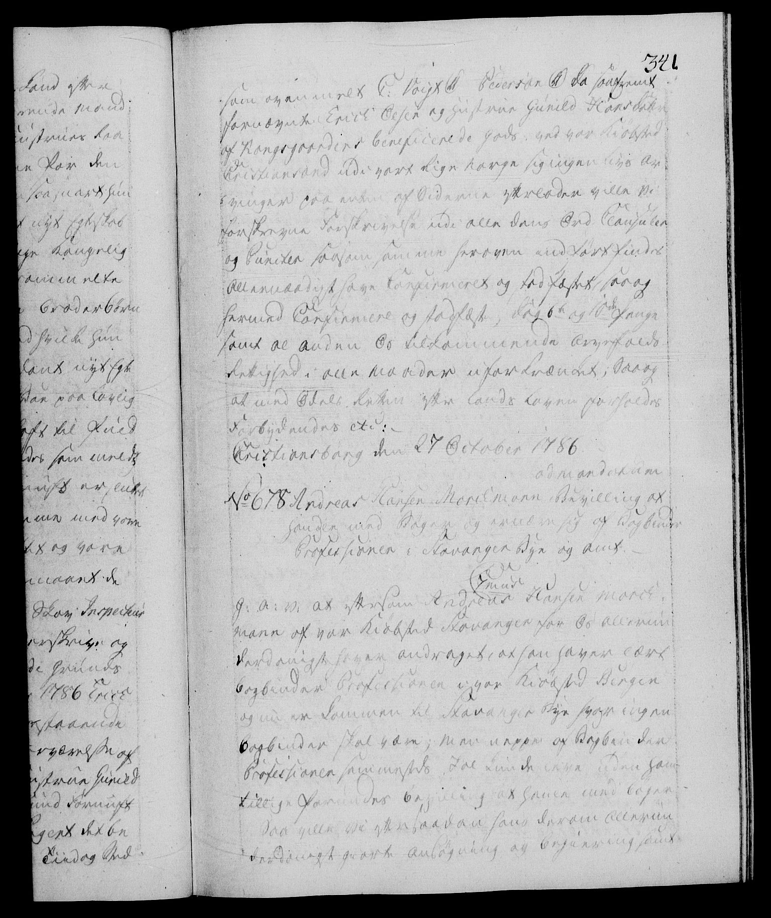 Danske Kanselli 1572-1799, RA/EA-3023/F/Fc/Fca/Fcaa/L0051: Norske registre, 1786-1787, s. 341a