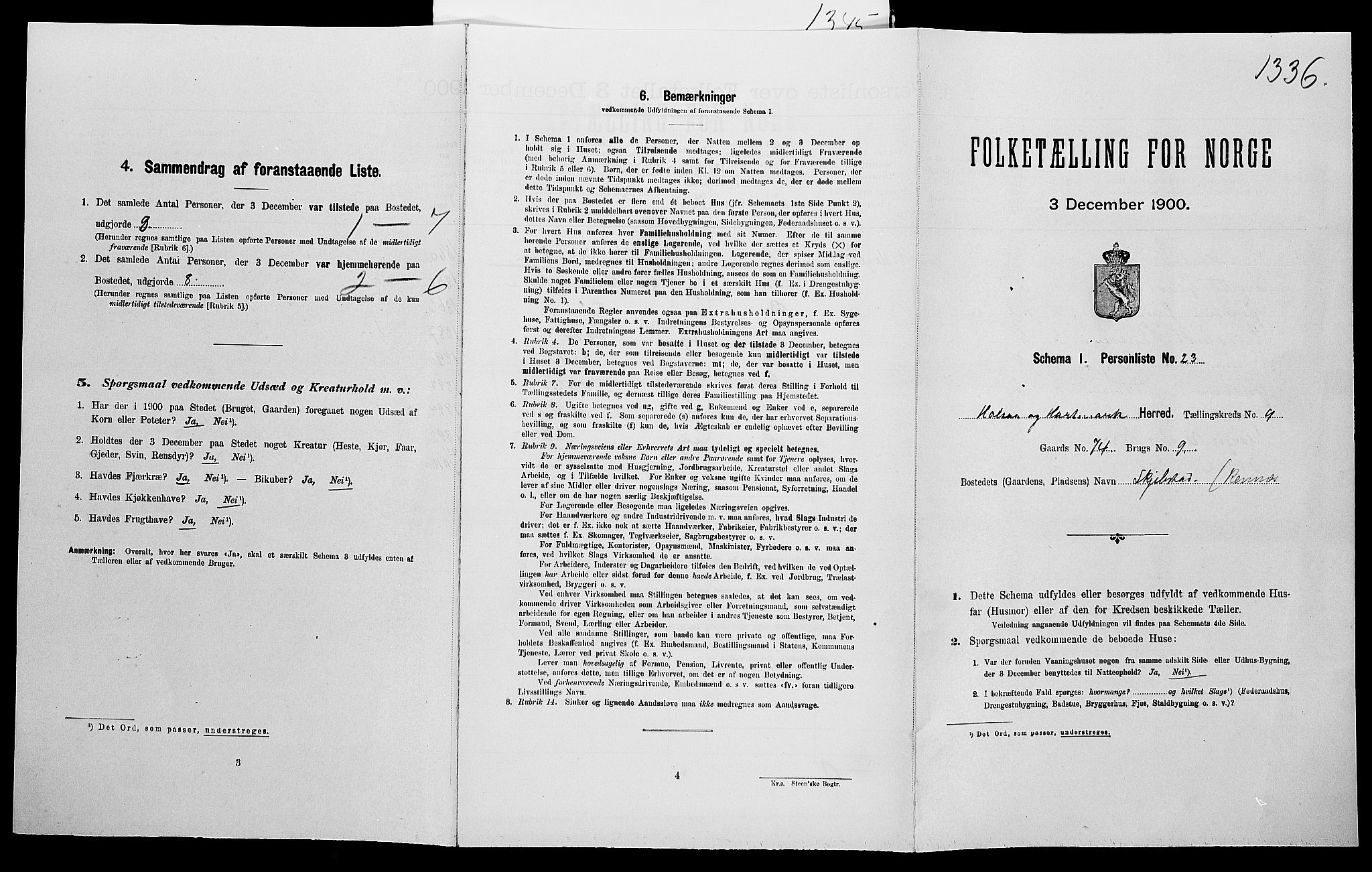 SAK, Folketelling 1900 for 1019 Halse og Harkmark herred, 1900, s. 1074