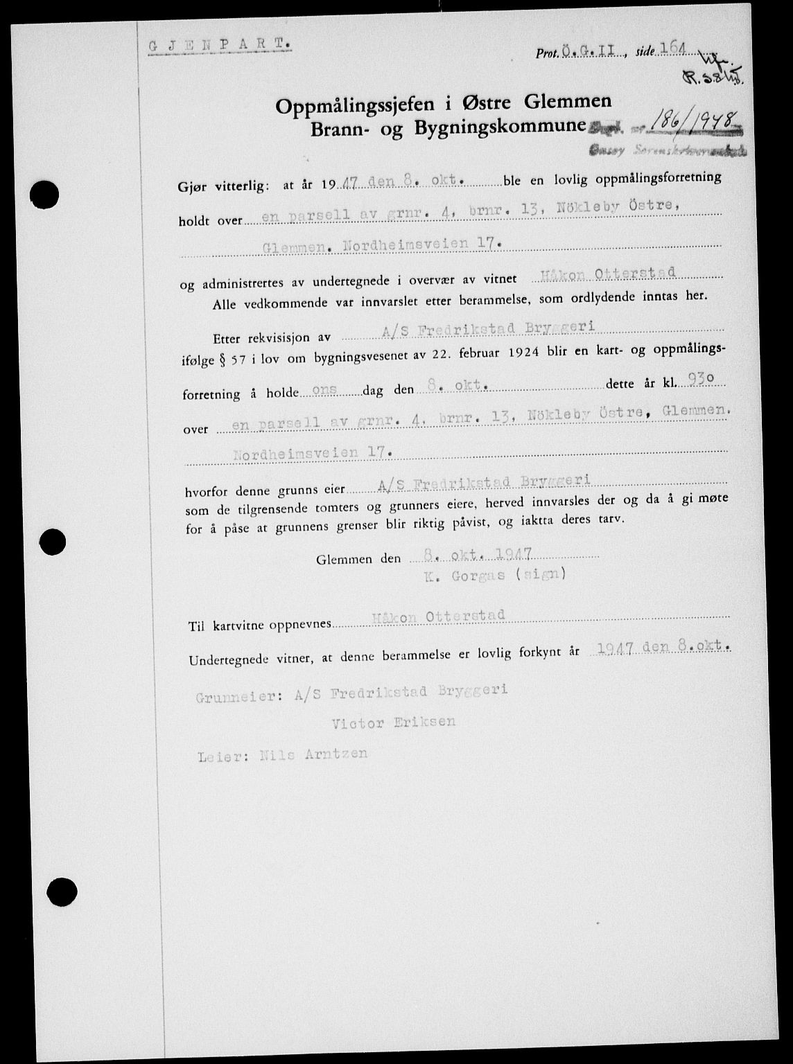 Onsøy sorenskriveri, SAO/A-10474/G/Ga/Gab/L0022: Pantebok nr. II A-22, 1947-1948, Dagboknr: 186/1948