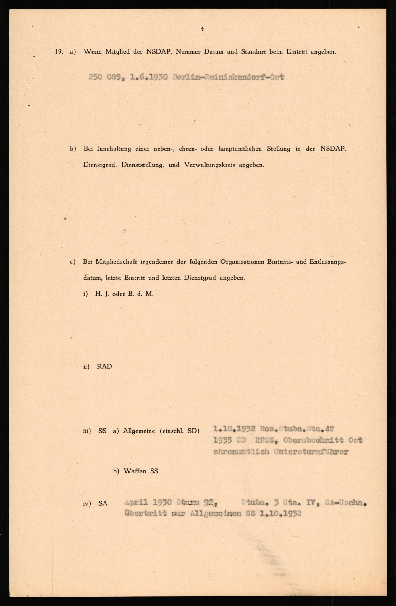 Forsvaret, Forsvarets overkommando II, AV/RA-RAFA-3915/D/Db/L0037: CI Questionaires. Tyske okkupasjonsstyrker i Norge. Tyskere., 1945-1946, s. 44