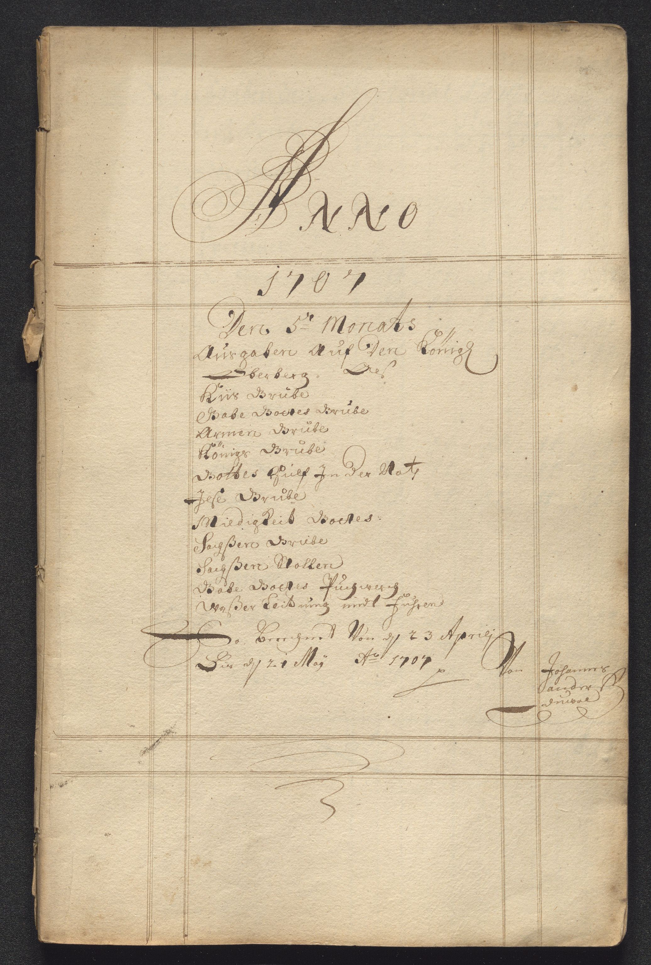 Kongsberg Sølvverk 1623-1816, AV/SAKO-EA-3135/001/D/Dc/Dcd/L0092: Utgiftsregnskap for gruver m.m., 1707, s. 172