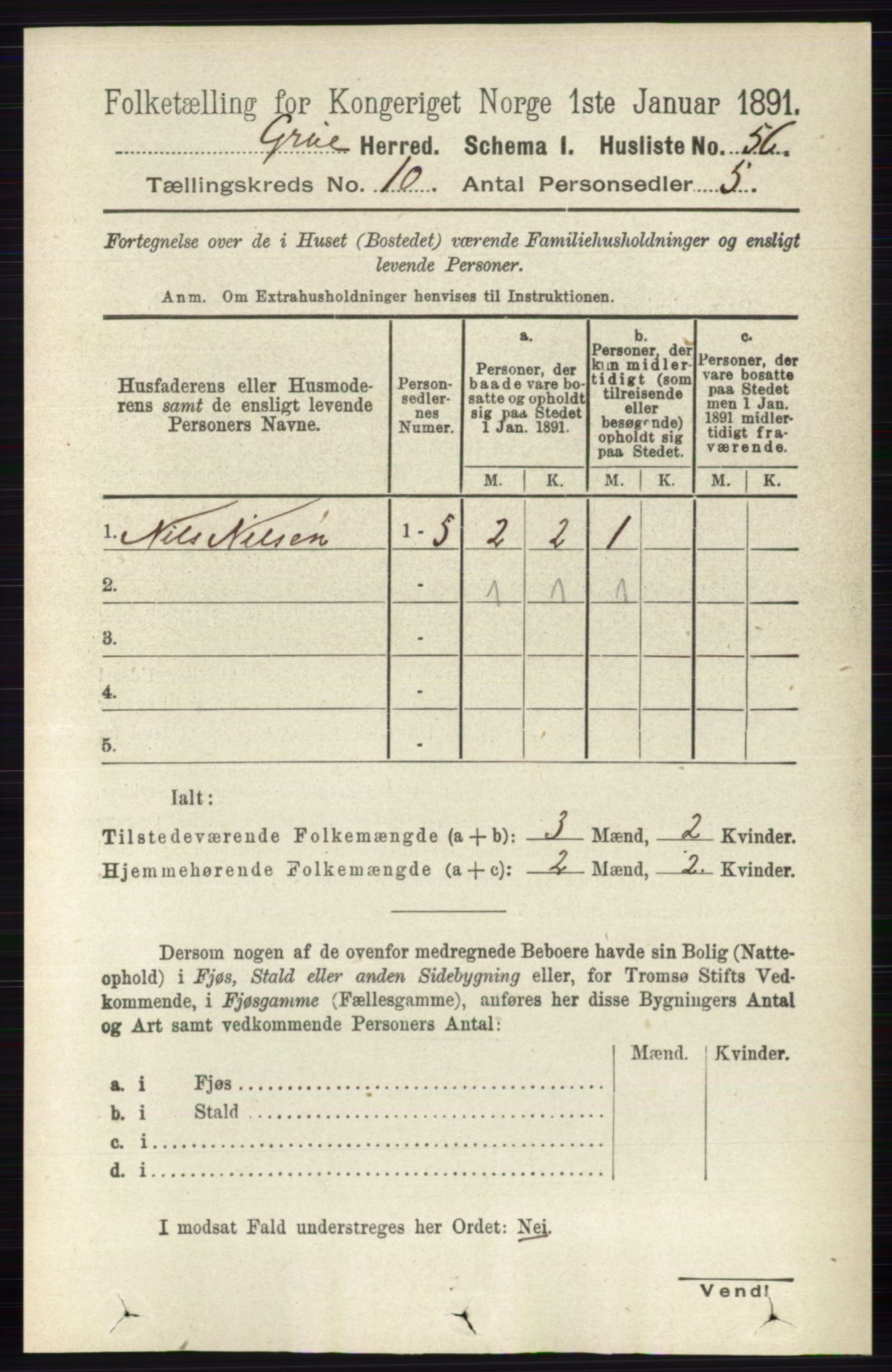 RA, Folketelling 1891 for 0423 Grue herred, 1891, s. 5347