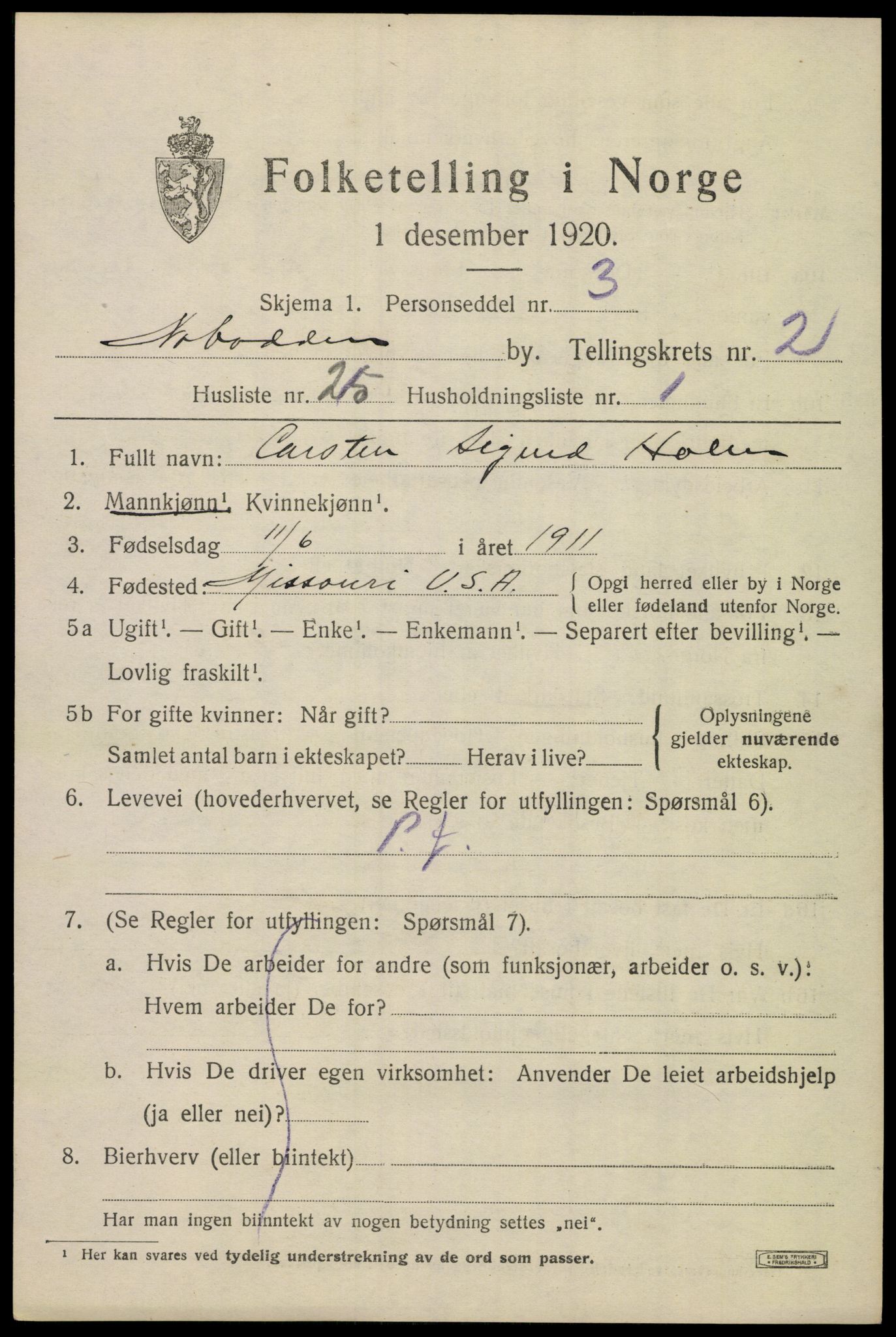 SAKO, Folketelling 1920 for 0807 Notodden kjøpstad, 1920, s. 6890