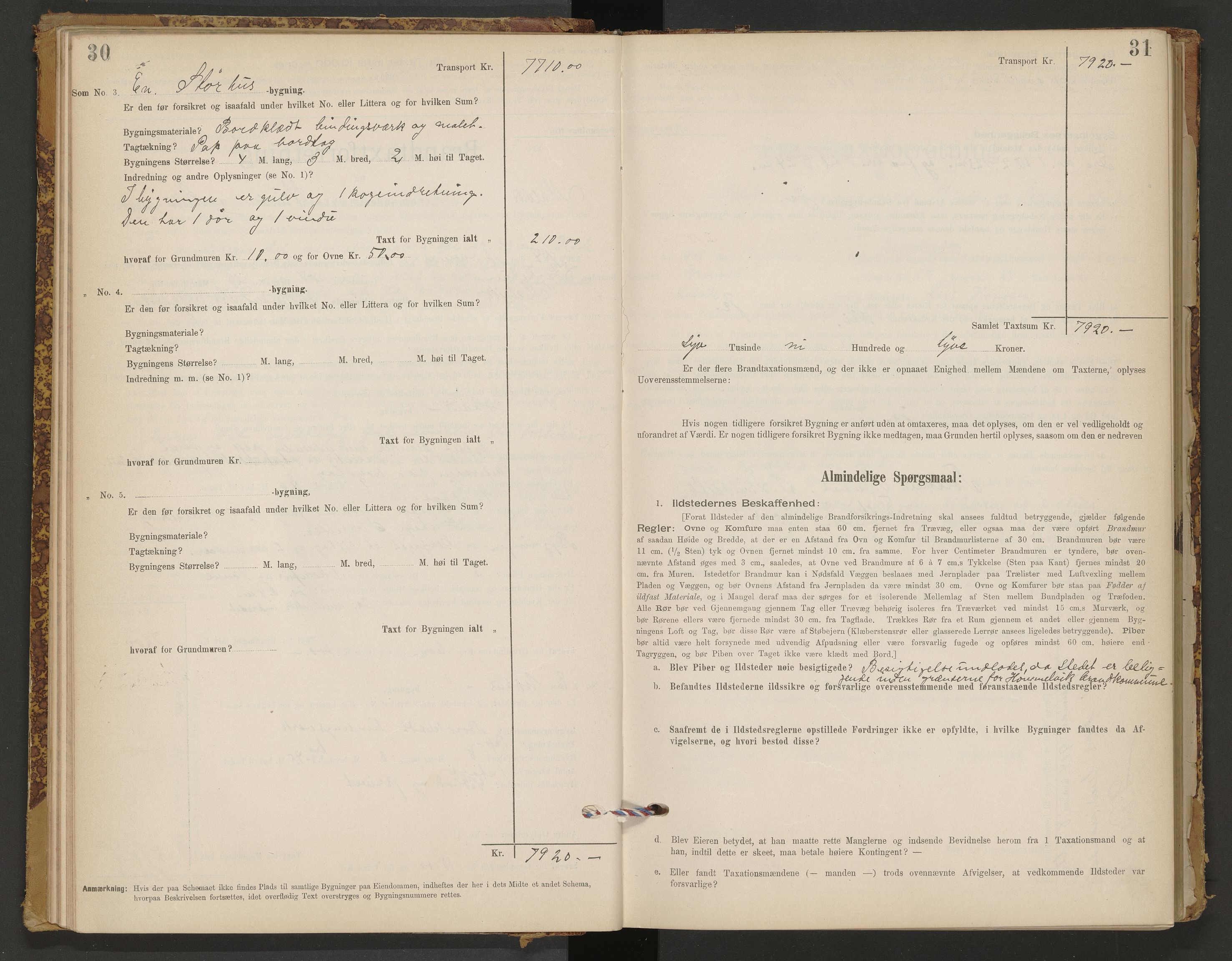 Norges Brannkasse Malvik, AV/SAT-A-1289/Fb/L0001: Branntakstprotokoll, 1895-1945, s. 30-31