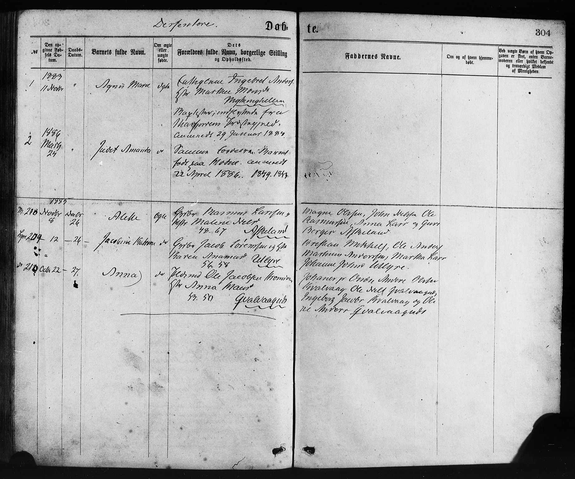 Lindås Sokneprestembete, AV/SAB-A-76701/H/Haa/Haaa/L0018: Ministerialbok nr. A 18, 1869-1885, s. 304