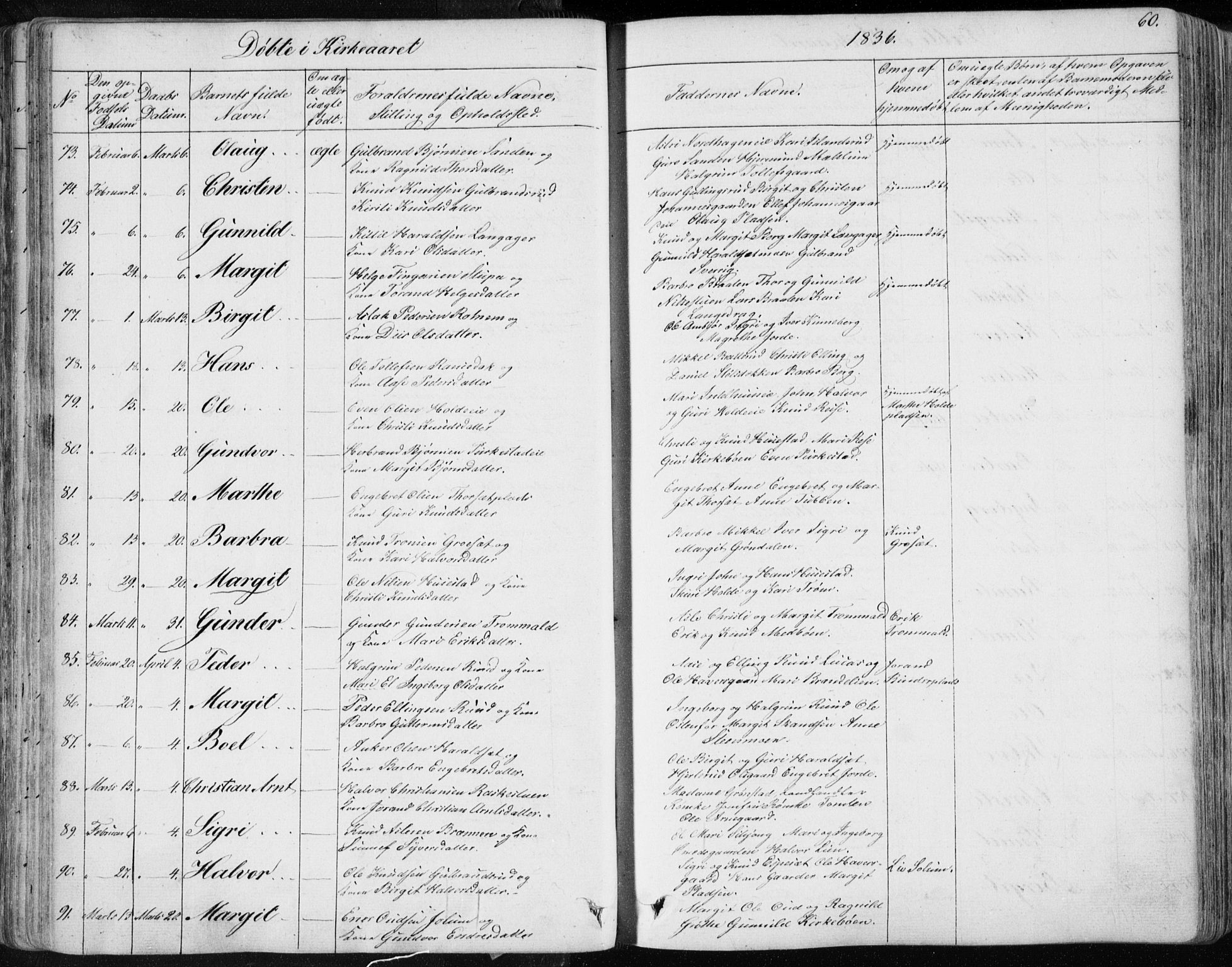 Nes kirkebøker, AV/SAKO-A-236/F/Fa/L0009: Ministerialbok nr. 9, 1834-1863, s. 60