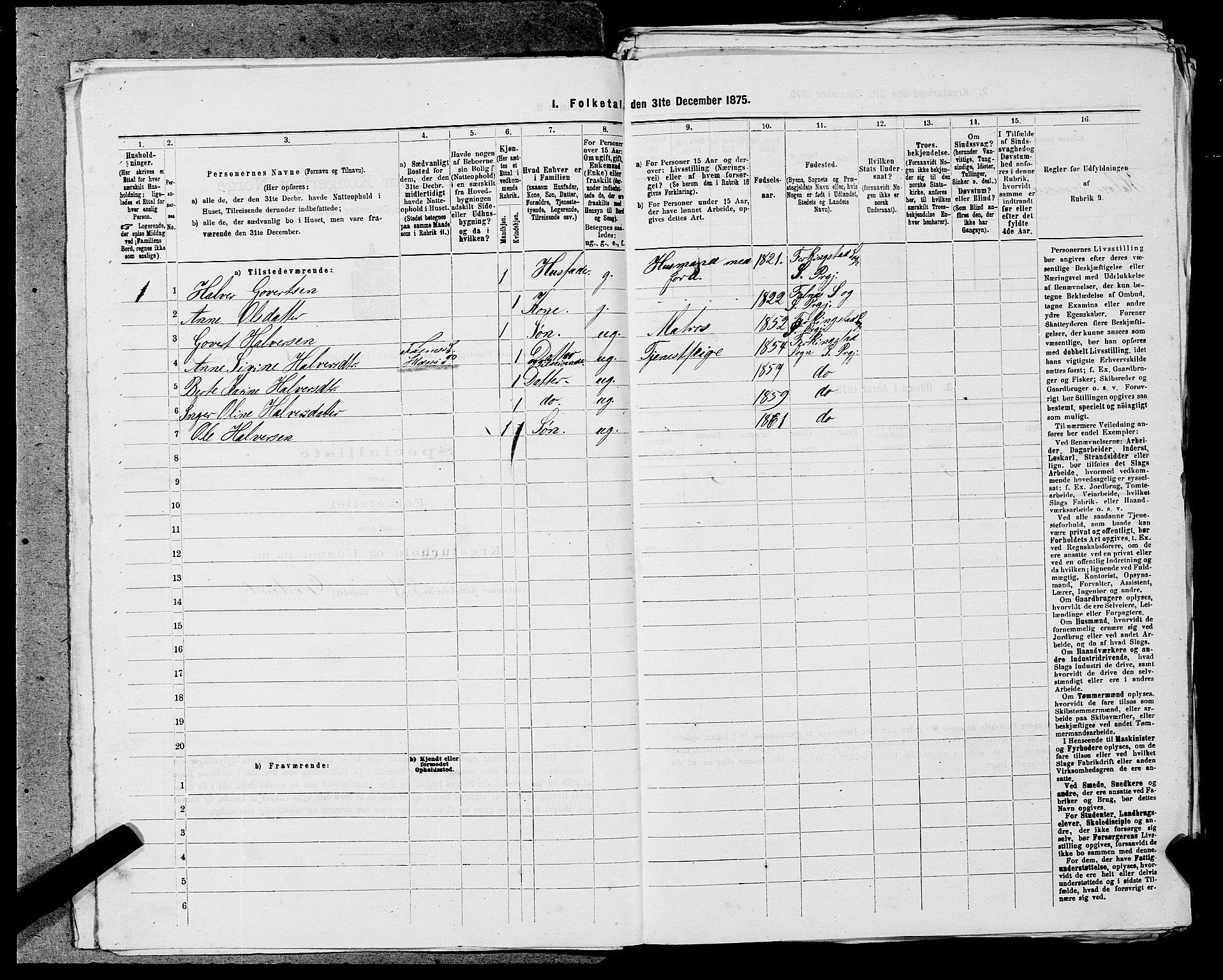 SAST, Folketelling 1875 for 1150L Skudenes prestegjeld, Falnes sokn, Åkra sokn og Ferkingstad sokn, 1875, s. 1056