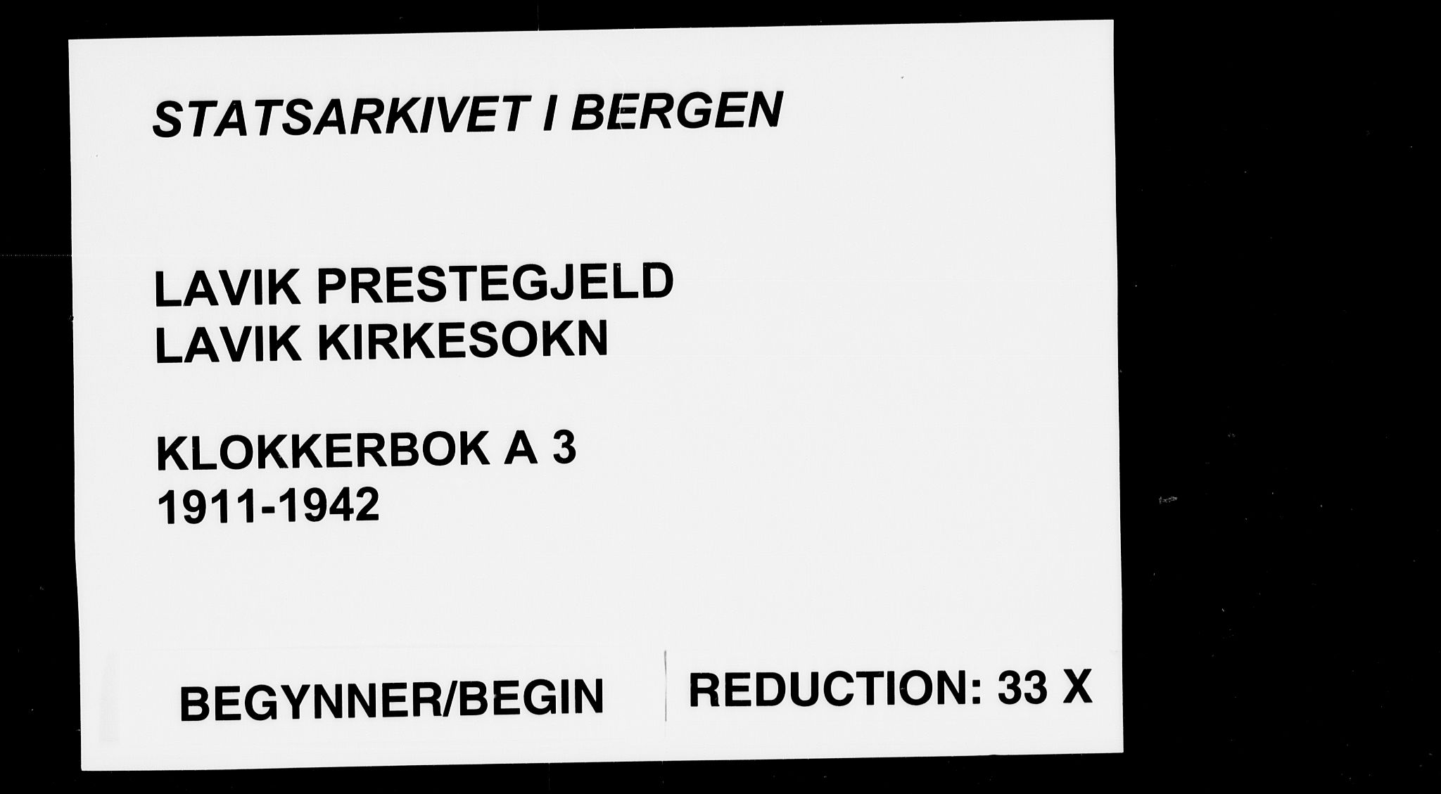 Lavik sokneprestembete, SAB/A-80901: Klokkerbok nr. A 3, 1911-1942