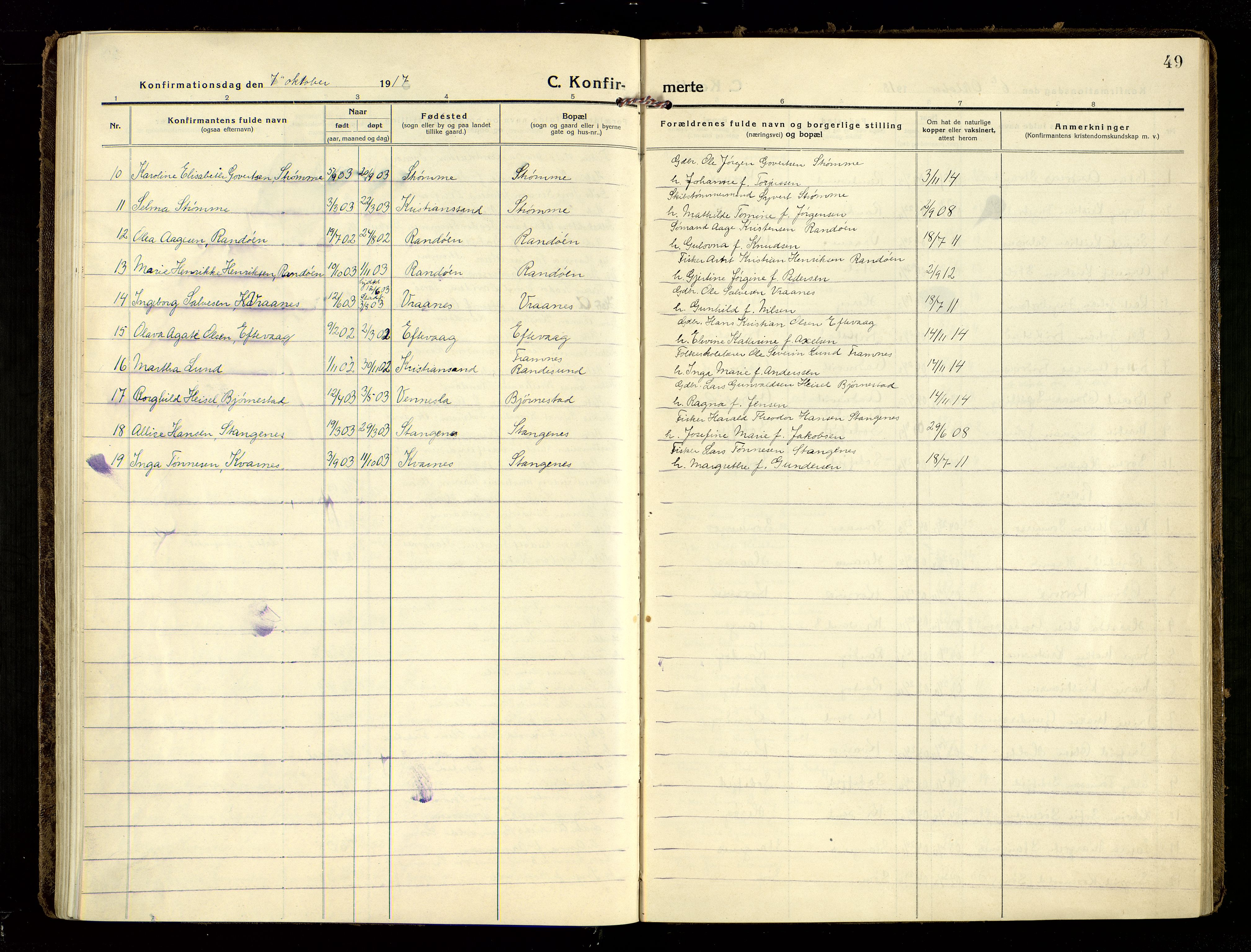 Oddernes sokneprestkontor, AV/SAK-1111-0033/F/Fa/Fab/L0004: Ministerialbok nr. A 4, 1916-1935, s. 49