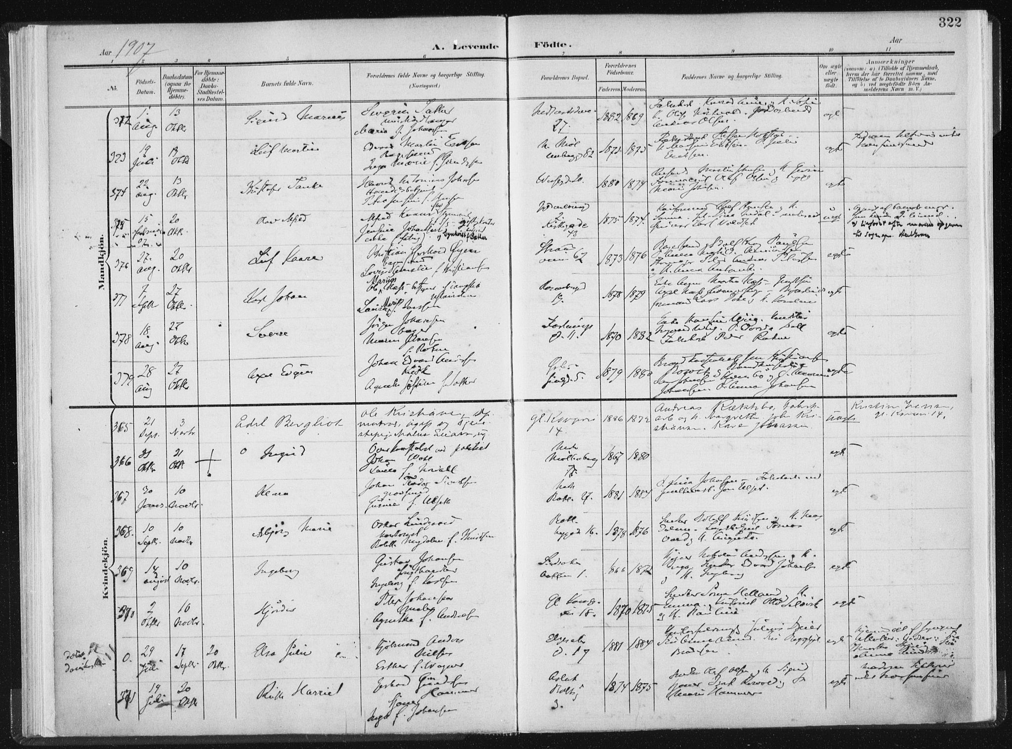 Ministerialprotokoller, klokkerbøker og fødselsregistre - Sør-Trøndelag, SAT/A-1456/604/L0200: Ministerialbok nr. 604A20II, 1901-1908, s. 322