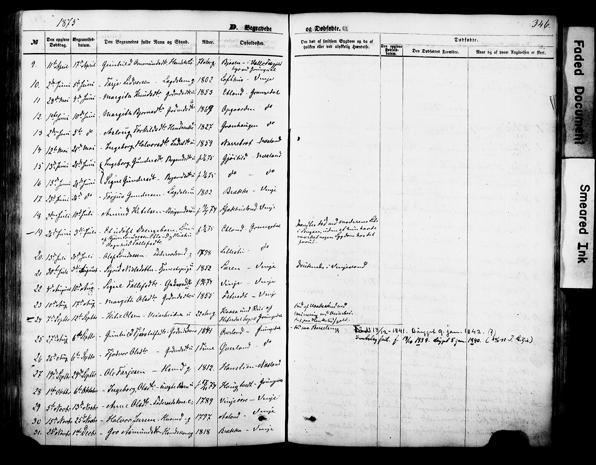 Vinje kirkebøker, AV/SAKO-A-312/F/Fa/L0005: Ministerialbok nr. I 5, 1870-1886, s. 346