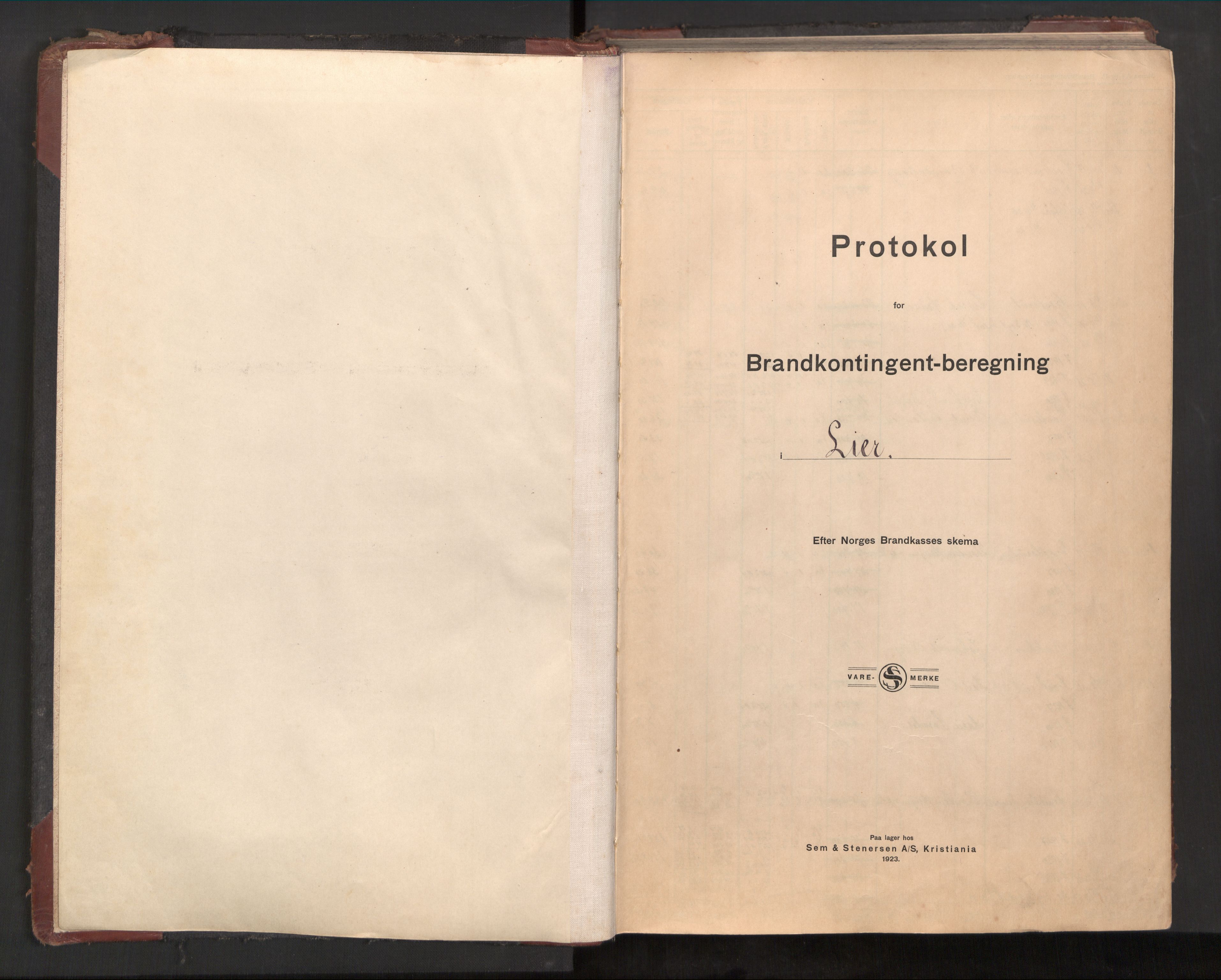 Lier lensmannskontor, AV/SAKO-A-507/Y/Yb/Ybc/L0002: Protokoll over branntakster, 1894-1954