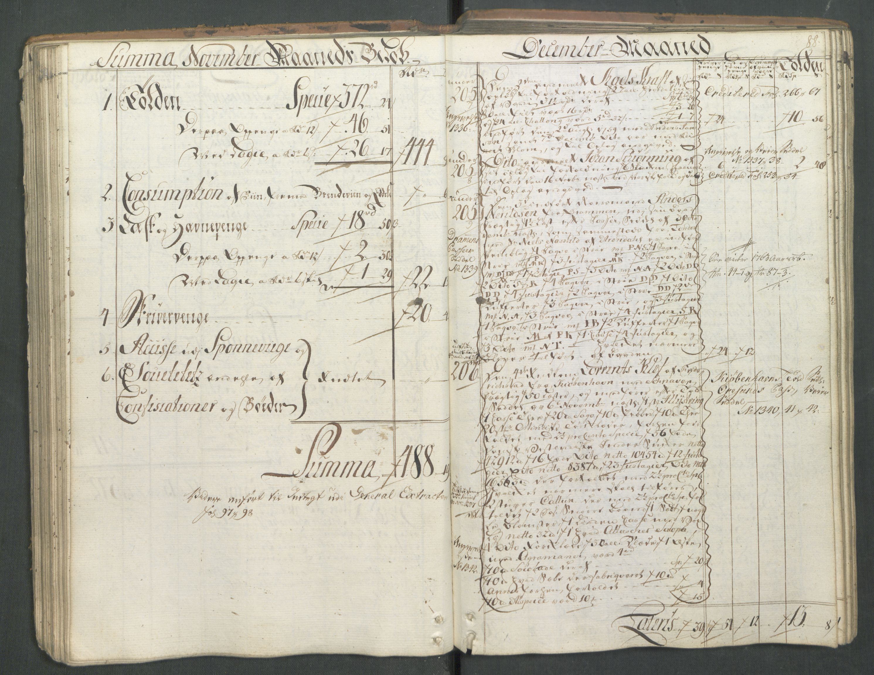 Generaltollkammeret, tollregnskaper, AV/RA-EA-5490/R01/L0046/0001: Tollregnskaper Fredrikshald / Inngående hovedtollbok, 1762, s. 87b-88a
