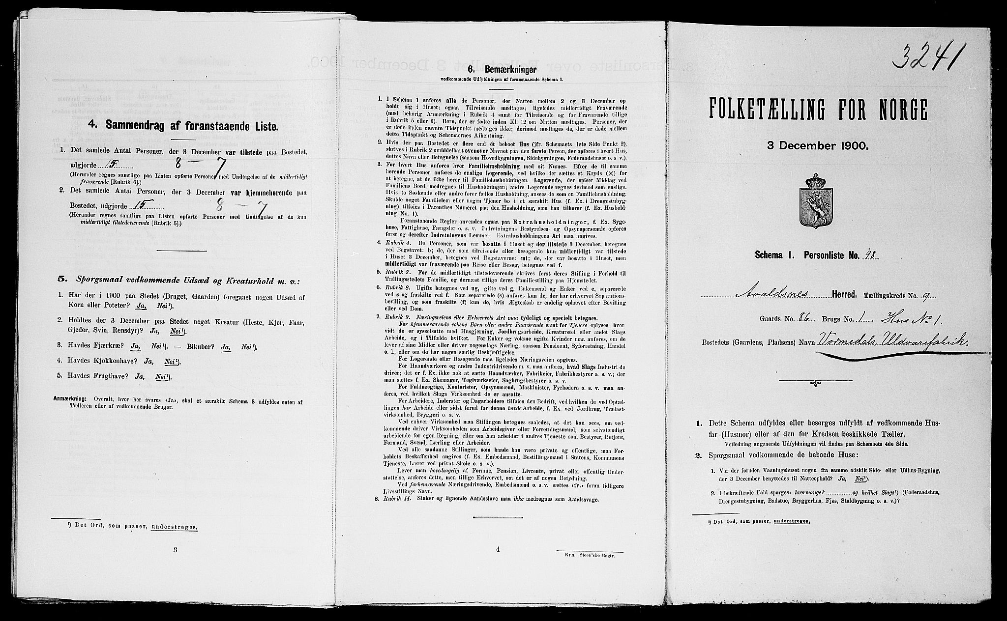SAST, Folketelling 1900 for 1147 Avaldsnes herred, 1900, s. 1224