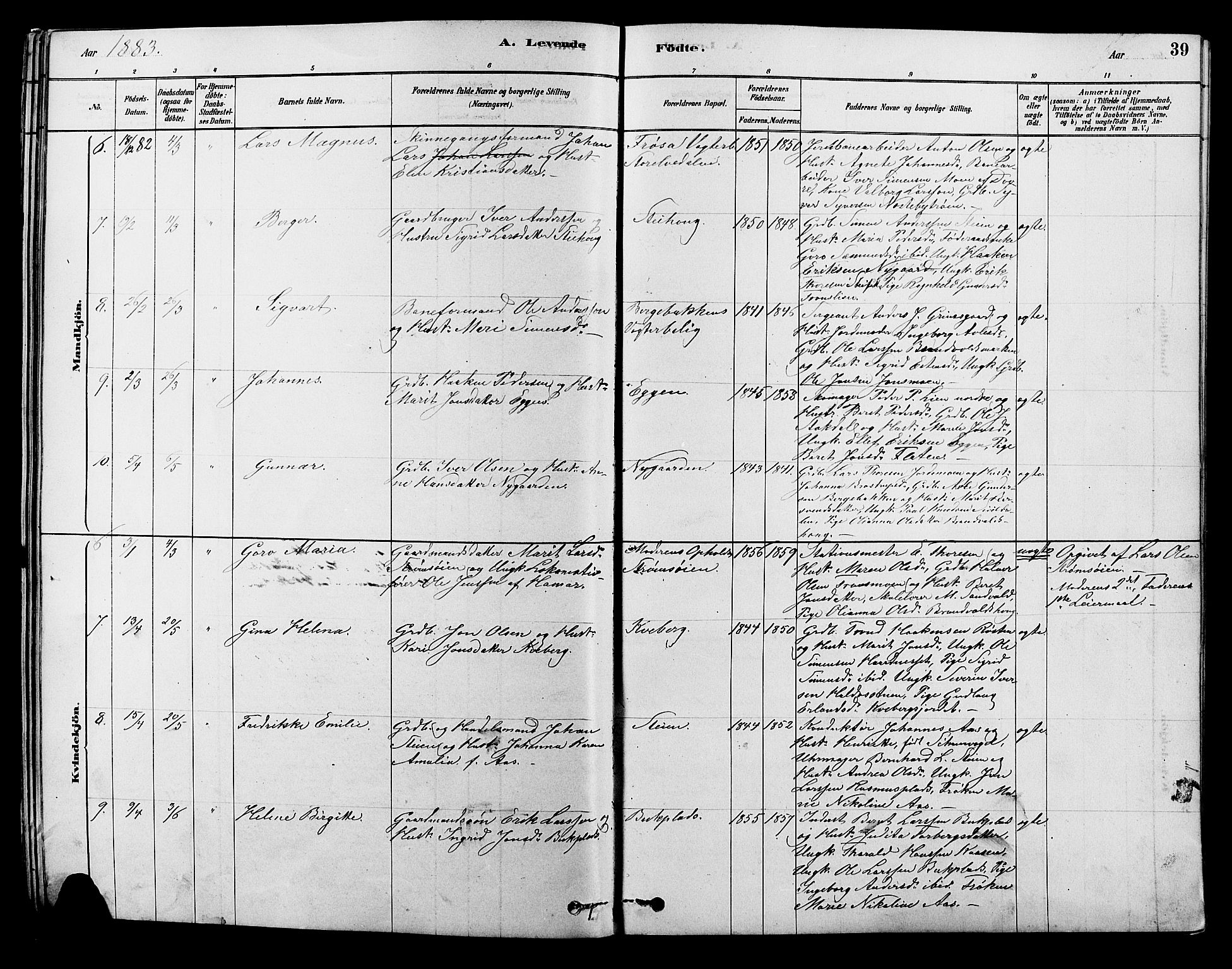 Alvdal prestekontor, AV/SAH-PREST-060/H/Ha/Hab/L0003: Klokkerbok nr. 3, 1878-1907, s. 39