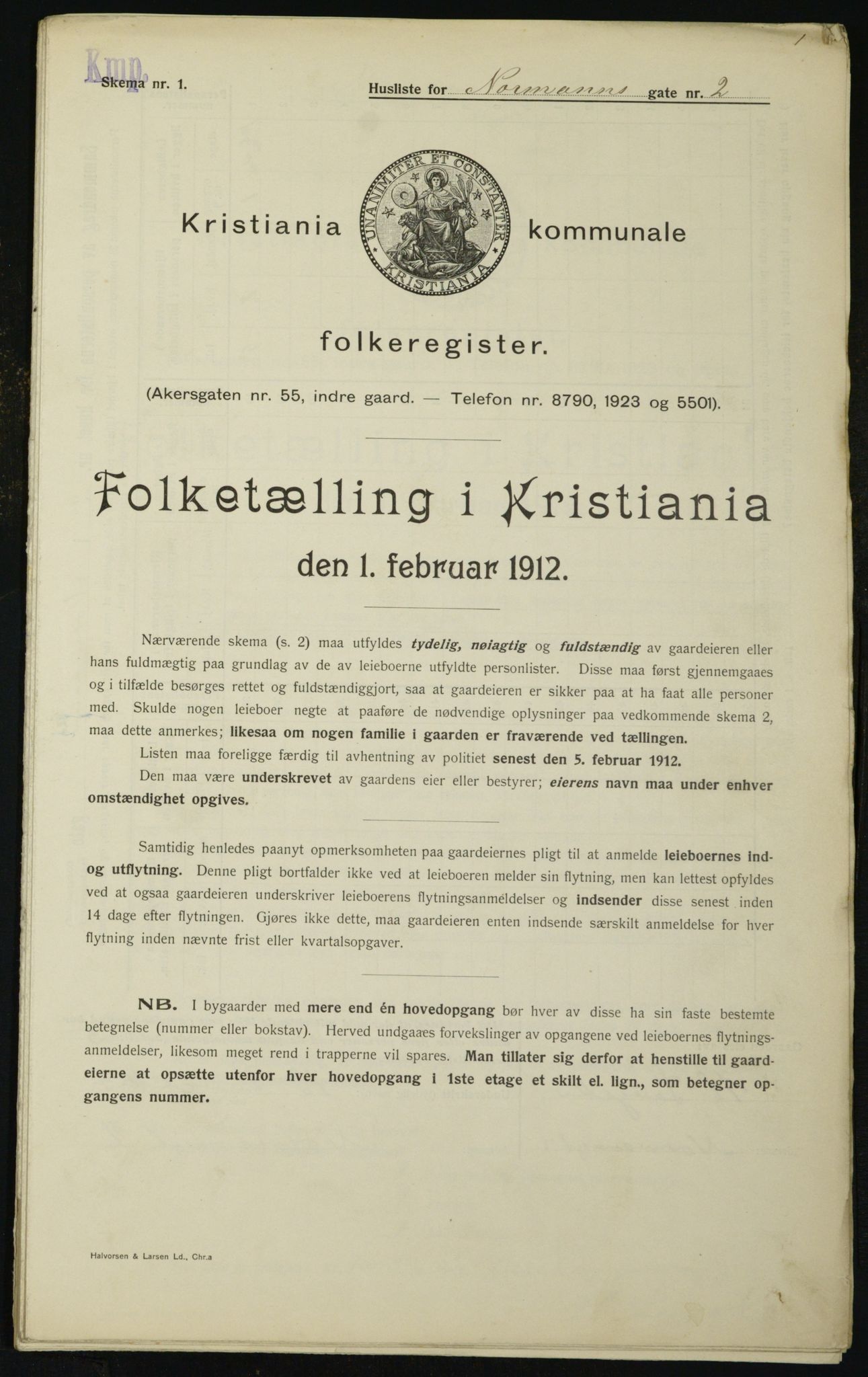 OBA, Kommunal folketelling 1.2.1912 for Kristiania, 1912, s. 74099