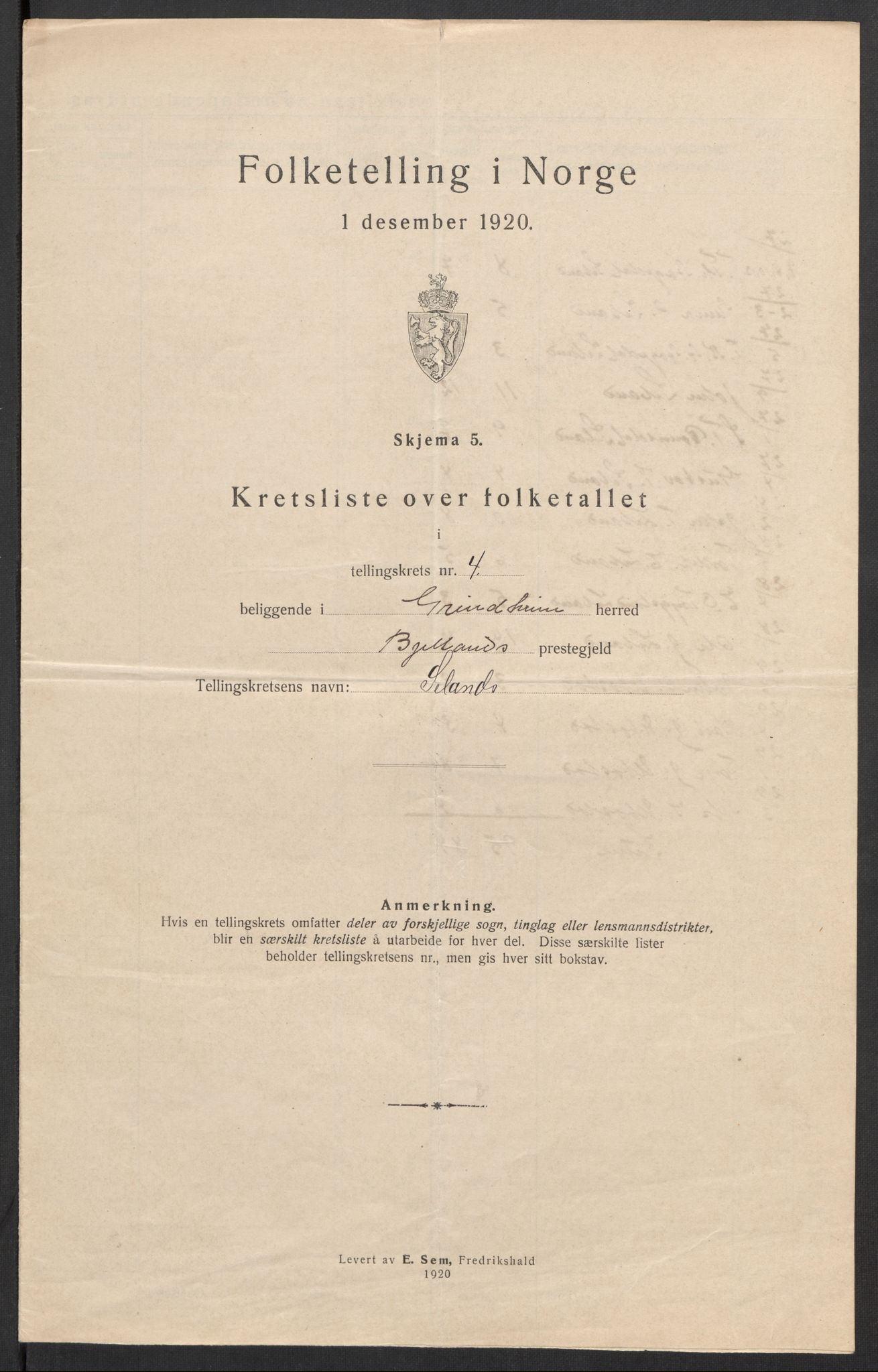 SAK, Folketelling 1920 for 1025 Grindheim herred, 1920, s. 18