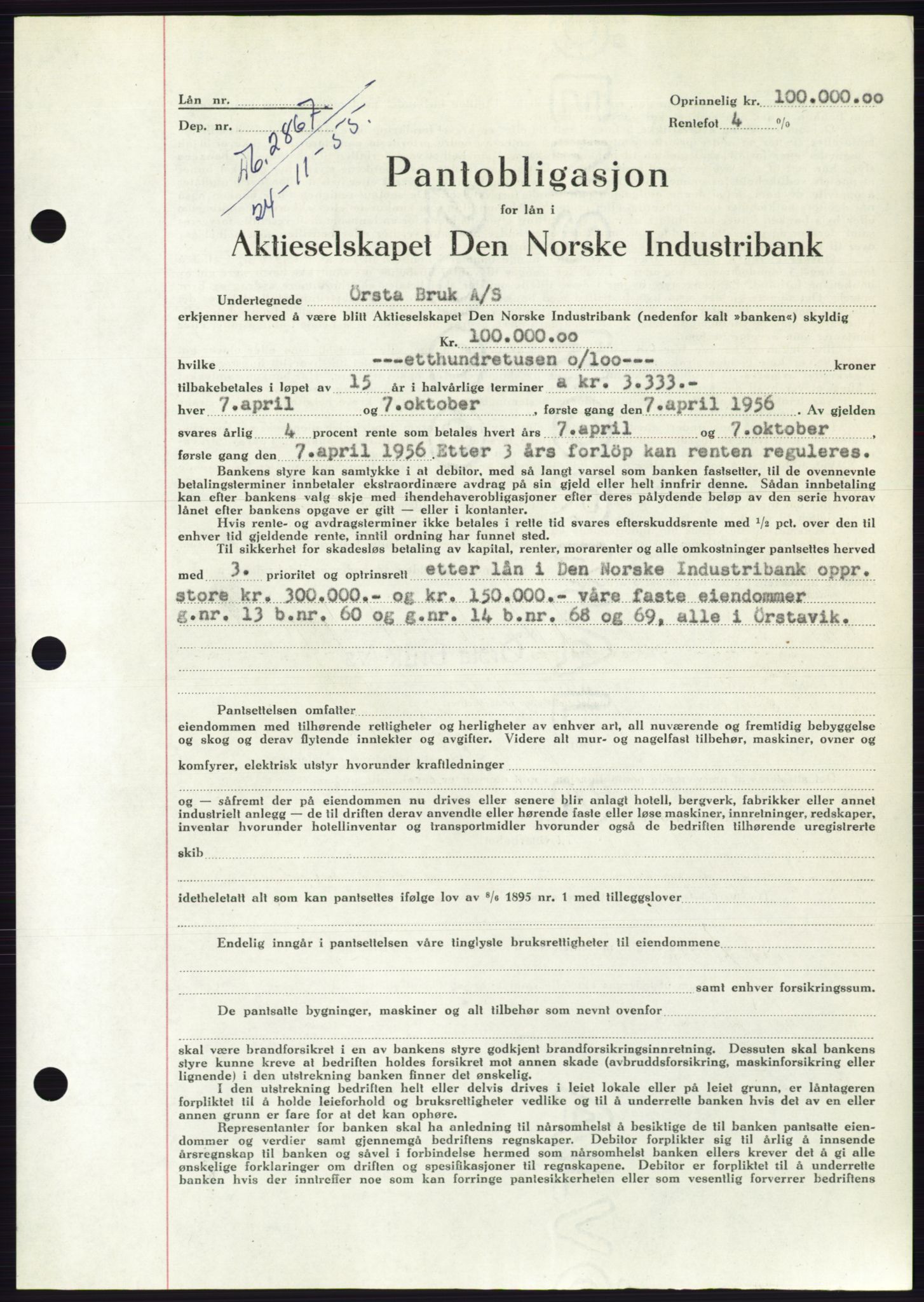 Søre Sunnmøre sorenskriveri, SAT/A-4122/1/2/2C/L0127: Pantebok nr. 15B, 1955-1955, Dagboknr: 2867/1955