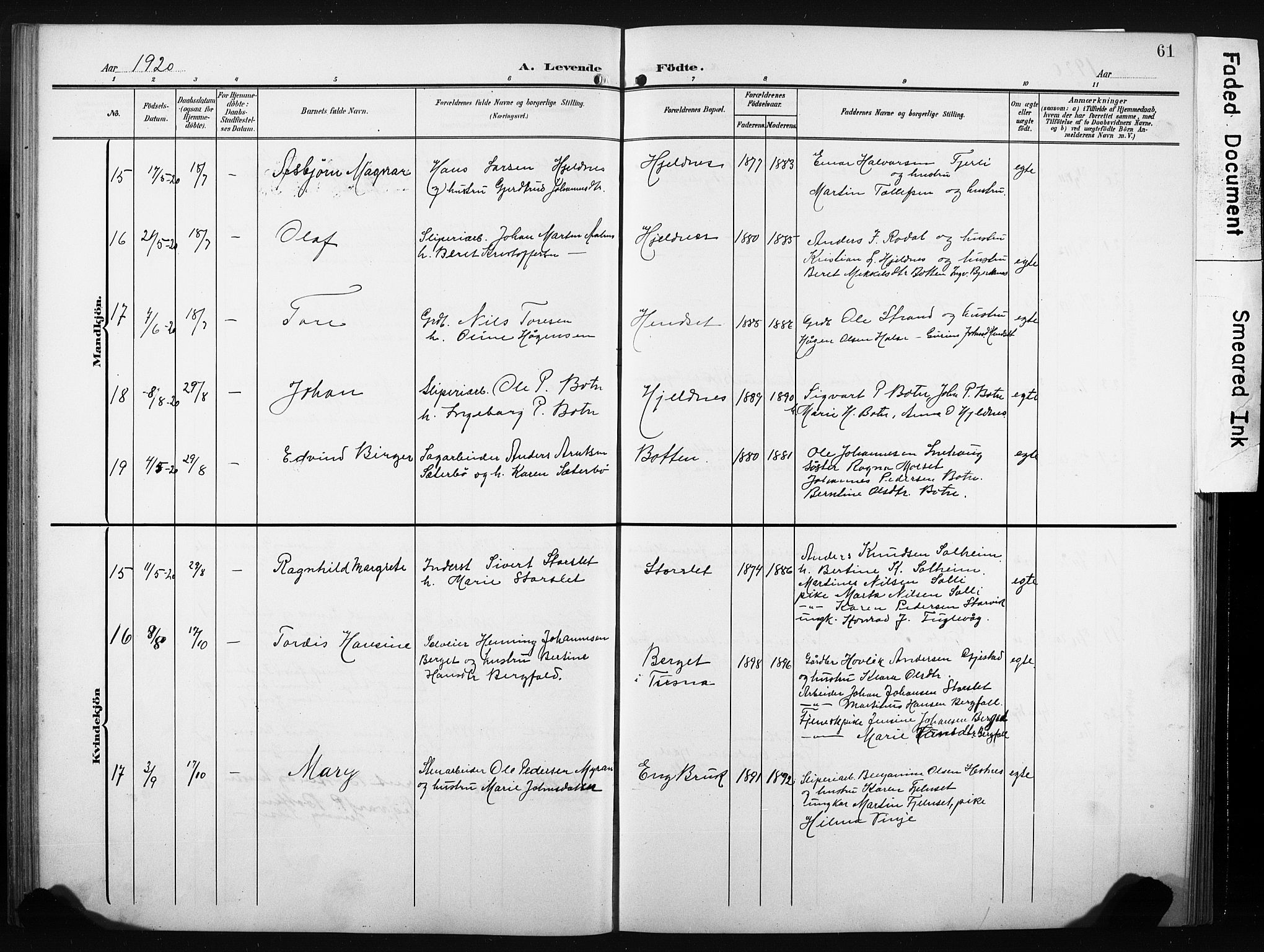 Ministerialprotokoller, klokkerbøker og fødselsregistre - Møre og Romsdal, AV/SAT-A-1454/580/L0927: Klokkerbok nr. 580C02, 1904-1932, s. 61