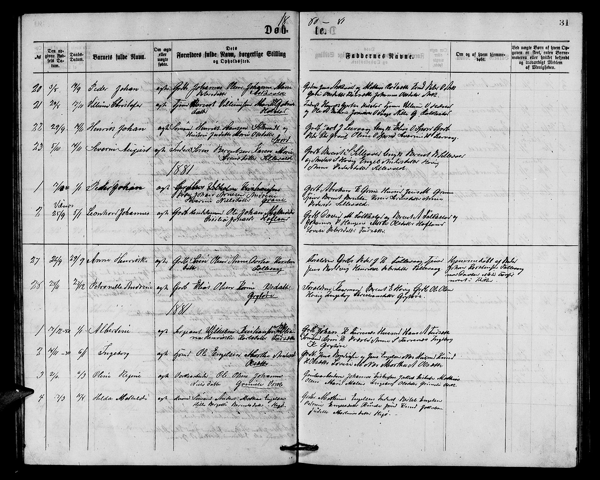 Askvoll sokneprestembete, AV/SAB-A-79501/H/Hab/Haba/L0002: Klokkerbok nr. A 2, 1873-1885, s. 31