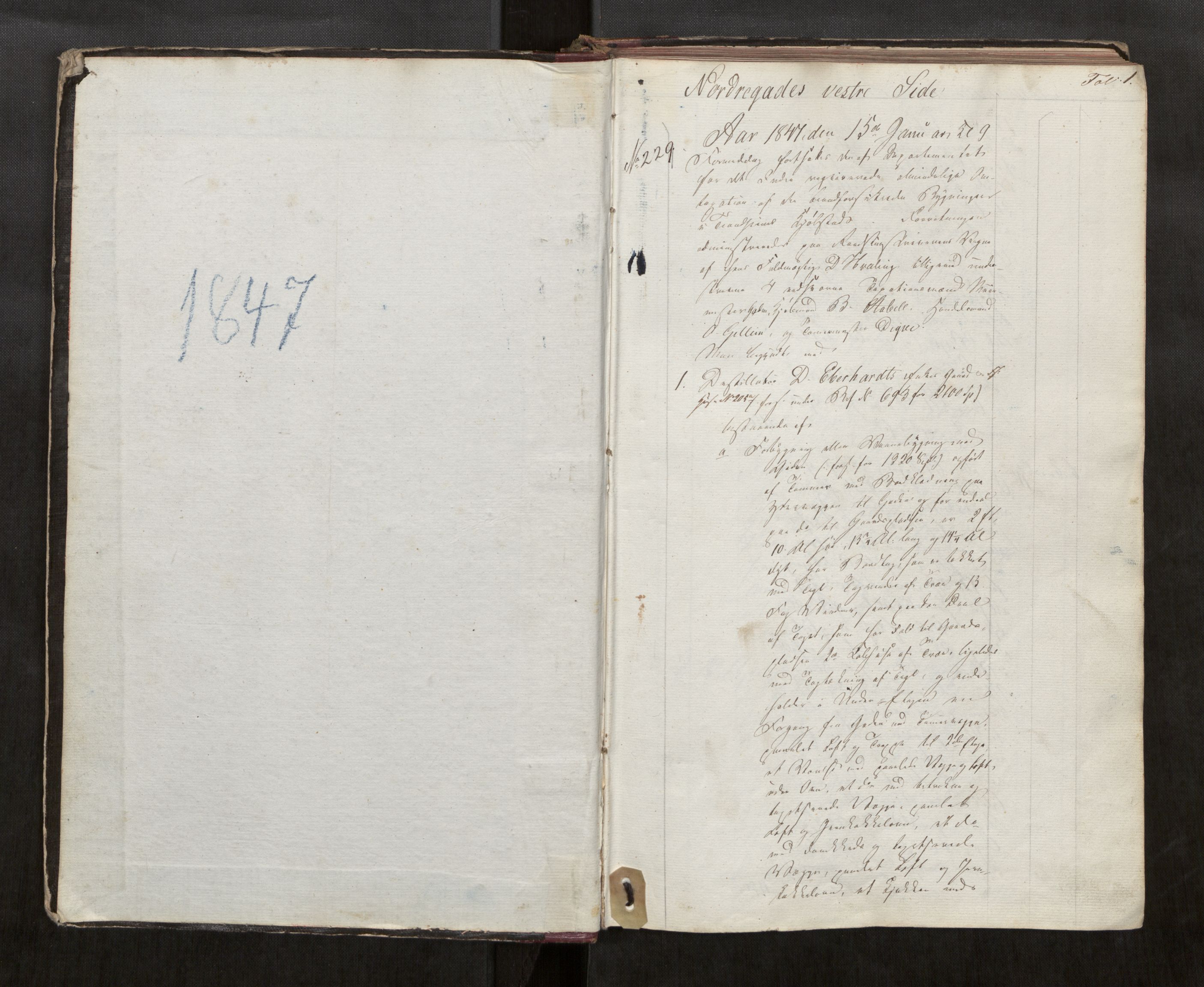 Norges Brannkasse Trondheim magistrat, AV/SAT-A-5590/Fa/L0027: Branntakstprotokoll H, 1847, s. 1a