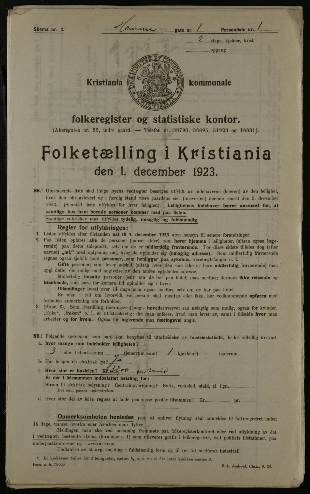 OBA, Kommunal folketelling 1.12.1923 for Kristiania, 1923, s. 38456