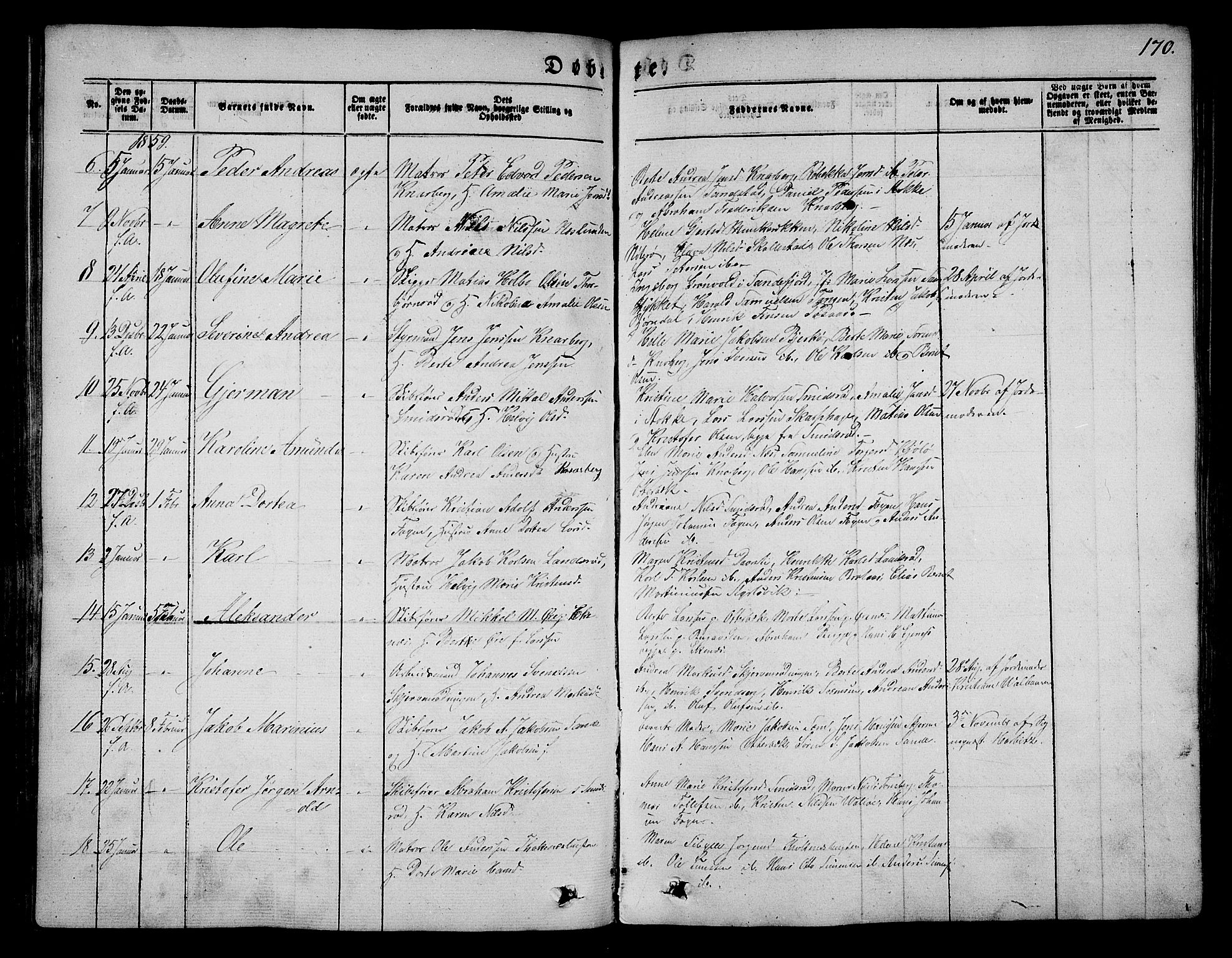 Nøtterøy kirkebøker, AV/SAKO-A-354/G/Ga/L0001: Klokkerbok nr. I 1, 1844-1859, s. 170